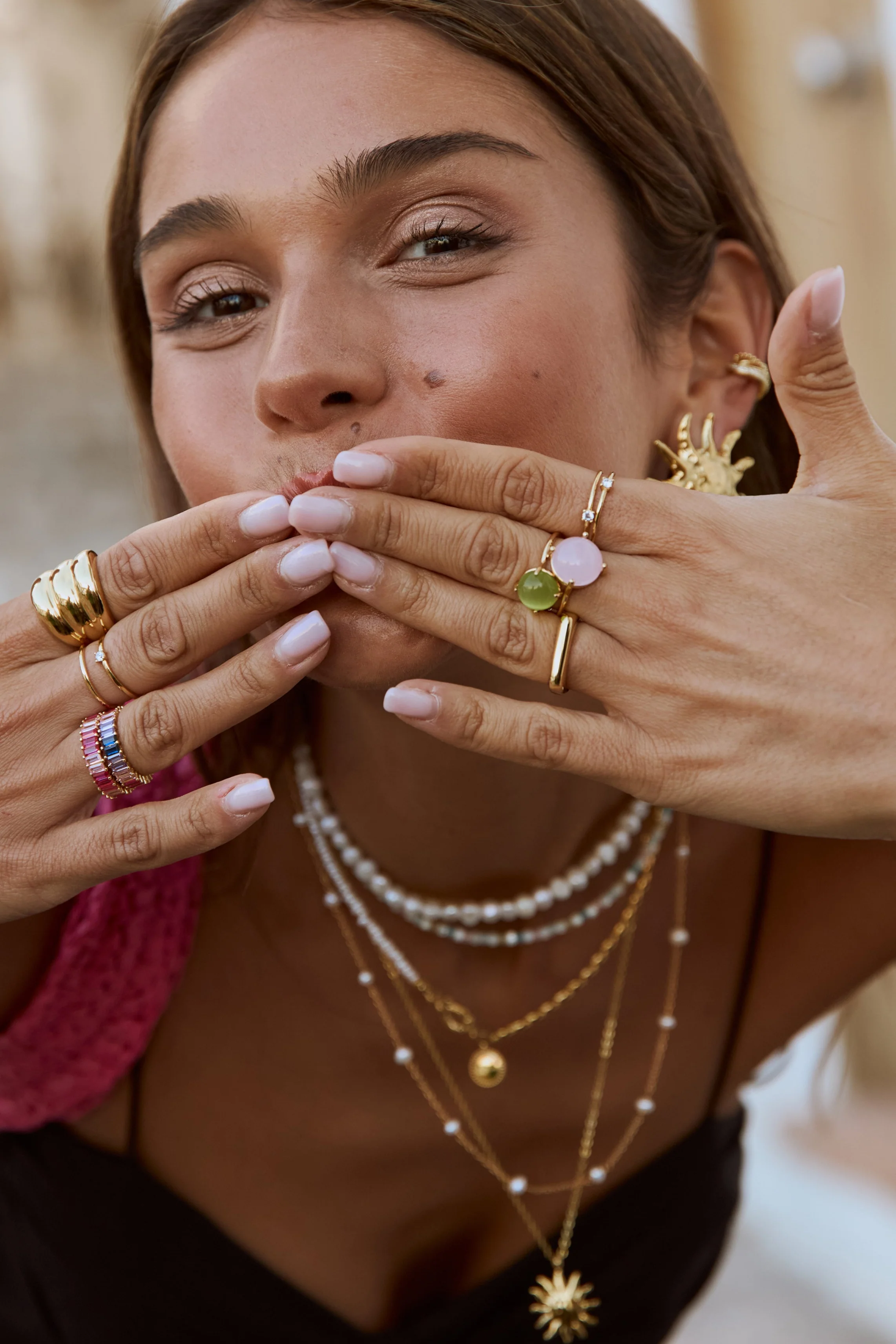 Anillo Celebrate Pink Baño Oro - Image 5
