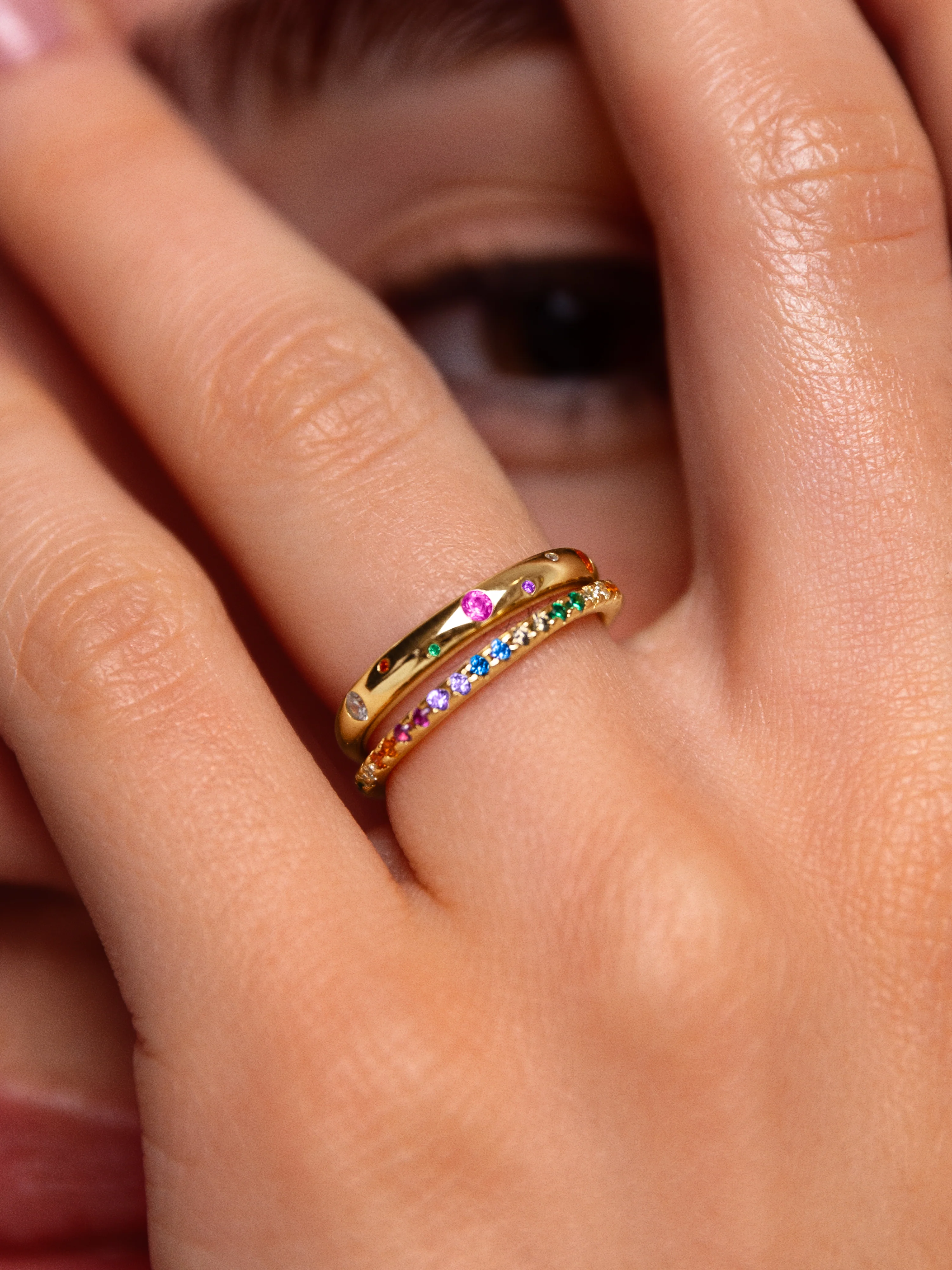 Anillo Cleo Colors Plata Baño Oro - Image 4