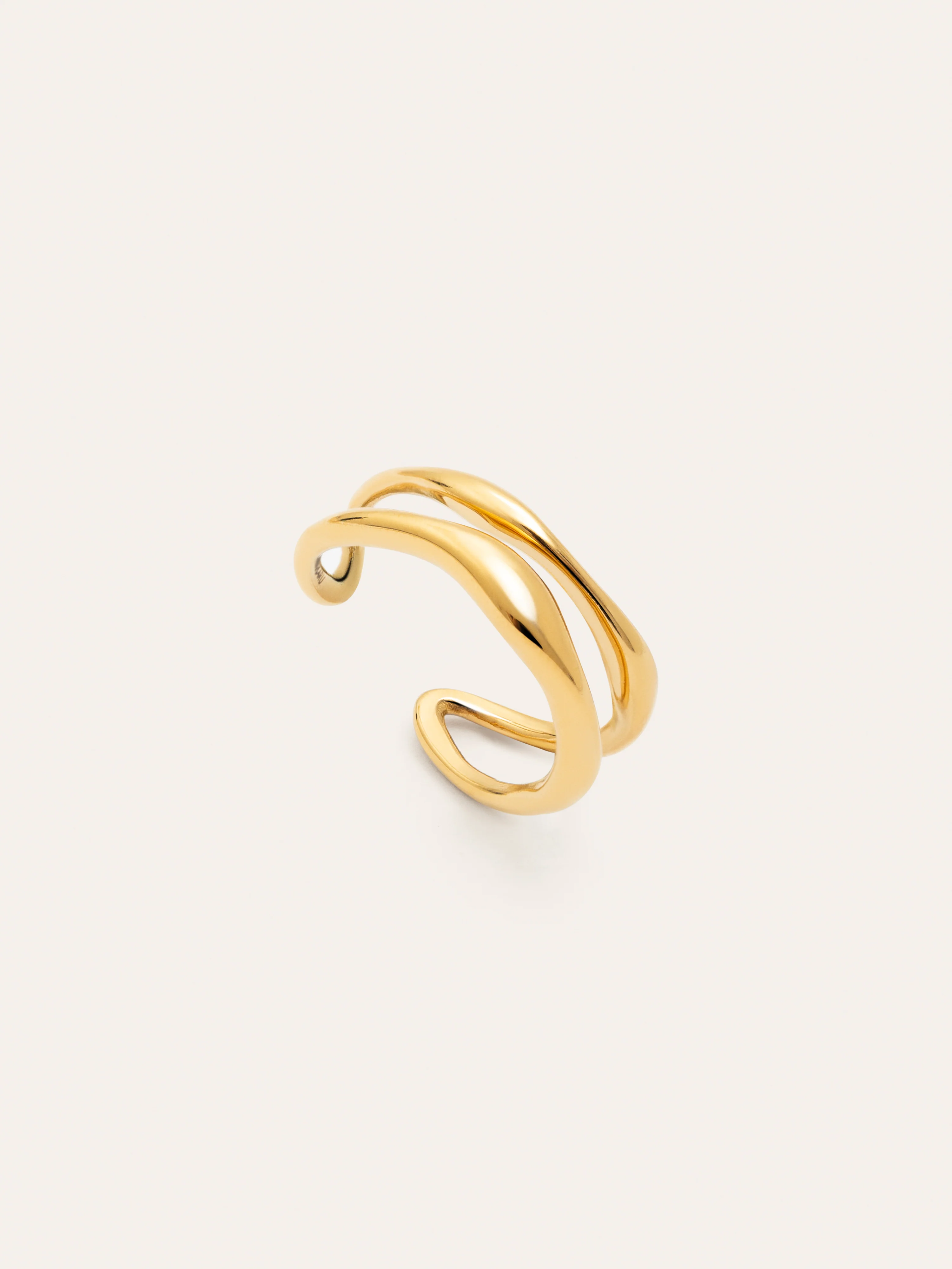 Anillo Doble Aire Acero Baño Oro - Image 3