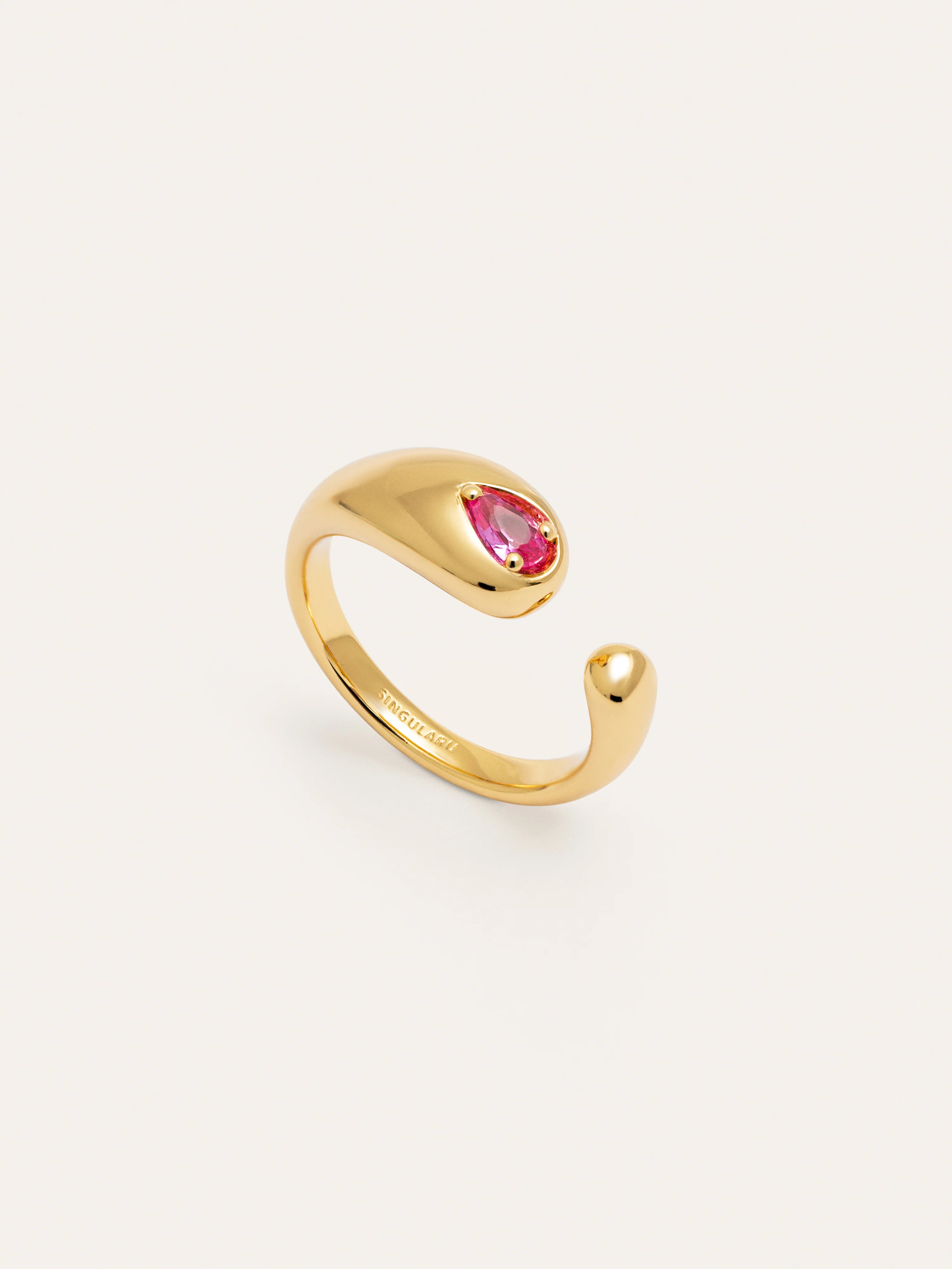 Anillo Doble Gota Pink Baño Oro - Image 3