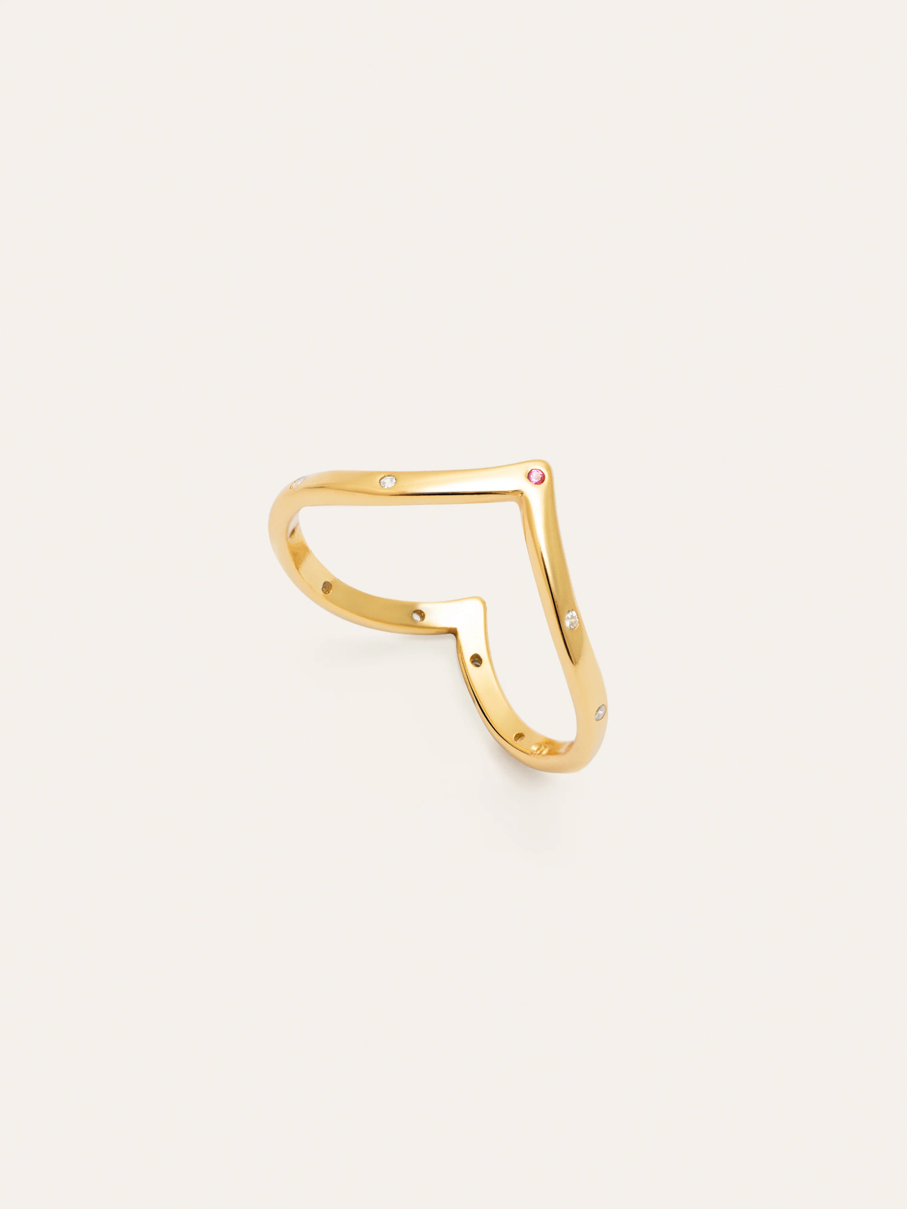 Anillo Doble Peak Pink Plata Baño Oro - Image 3