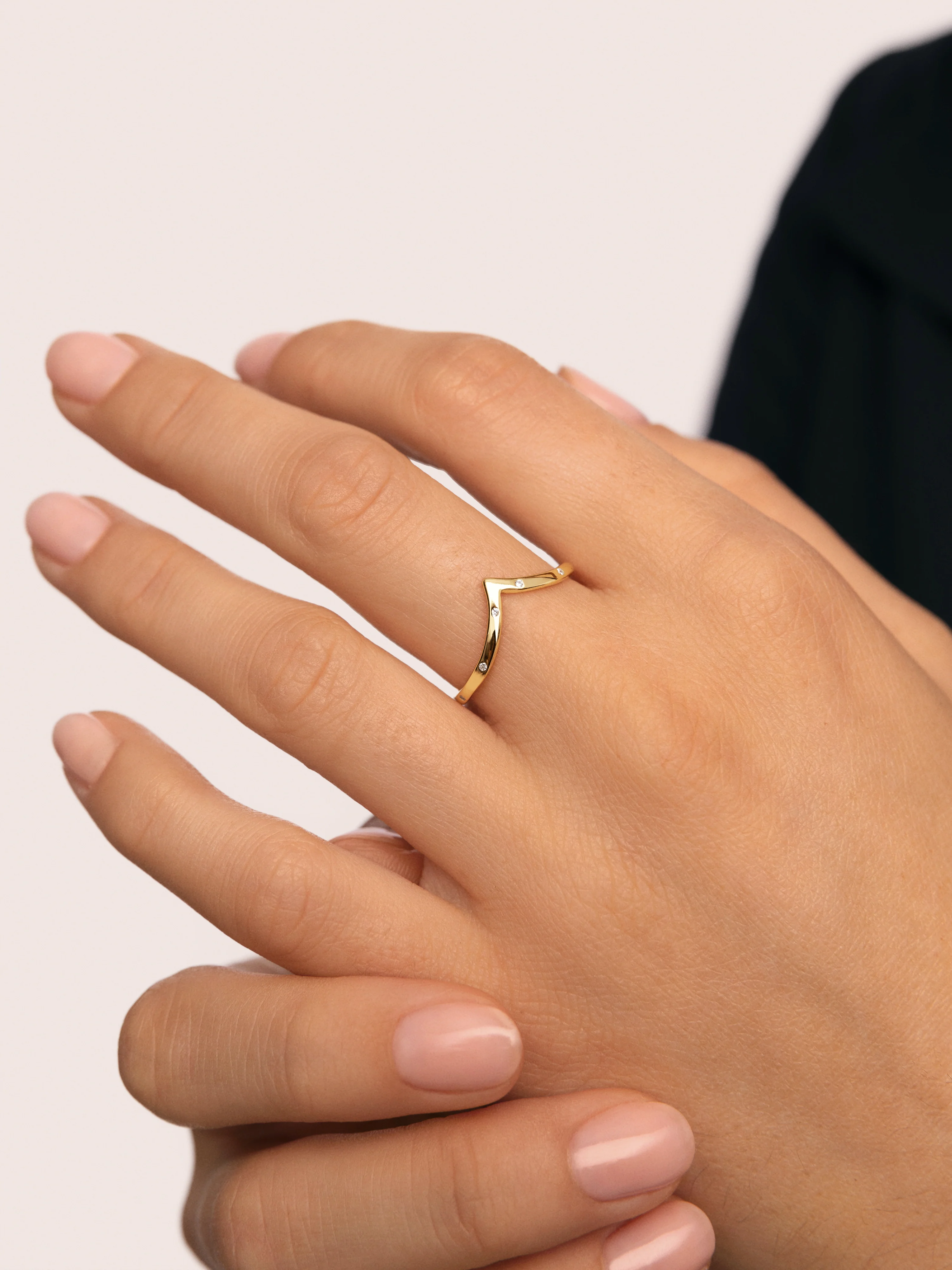 Anillo Doble Peak Pink Plata Baño Oro - Image 4