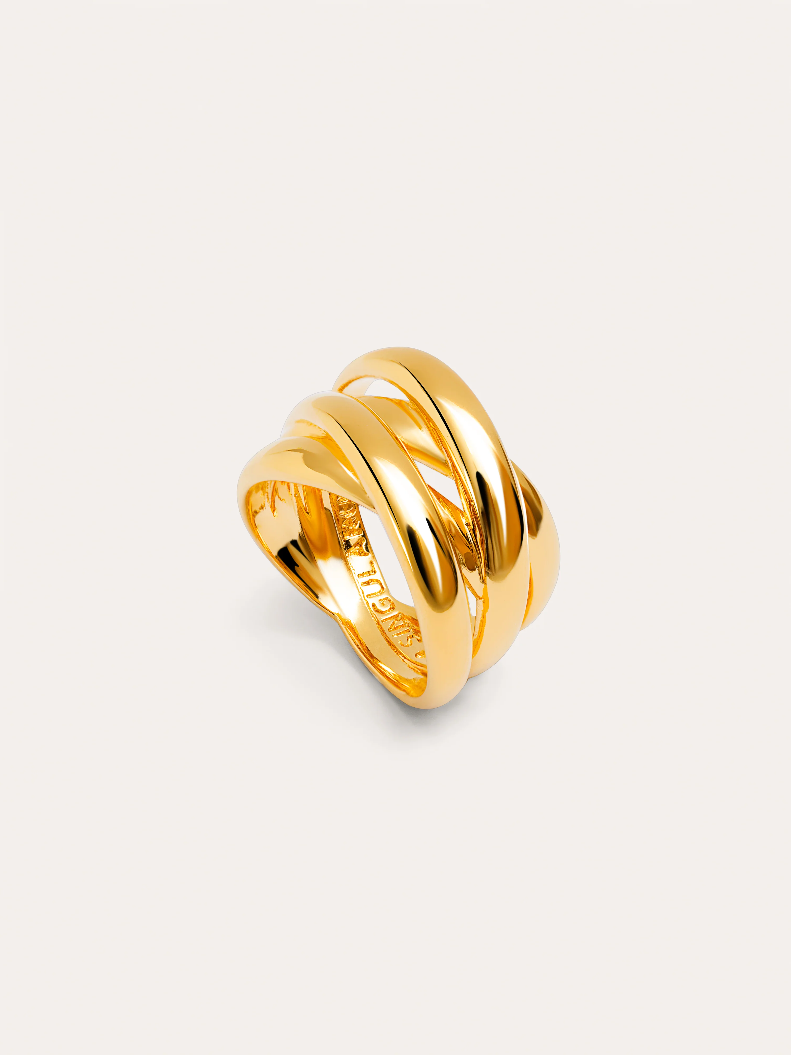 Anillo Double Cross Baño Oro - Image 3