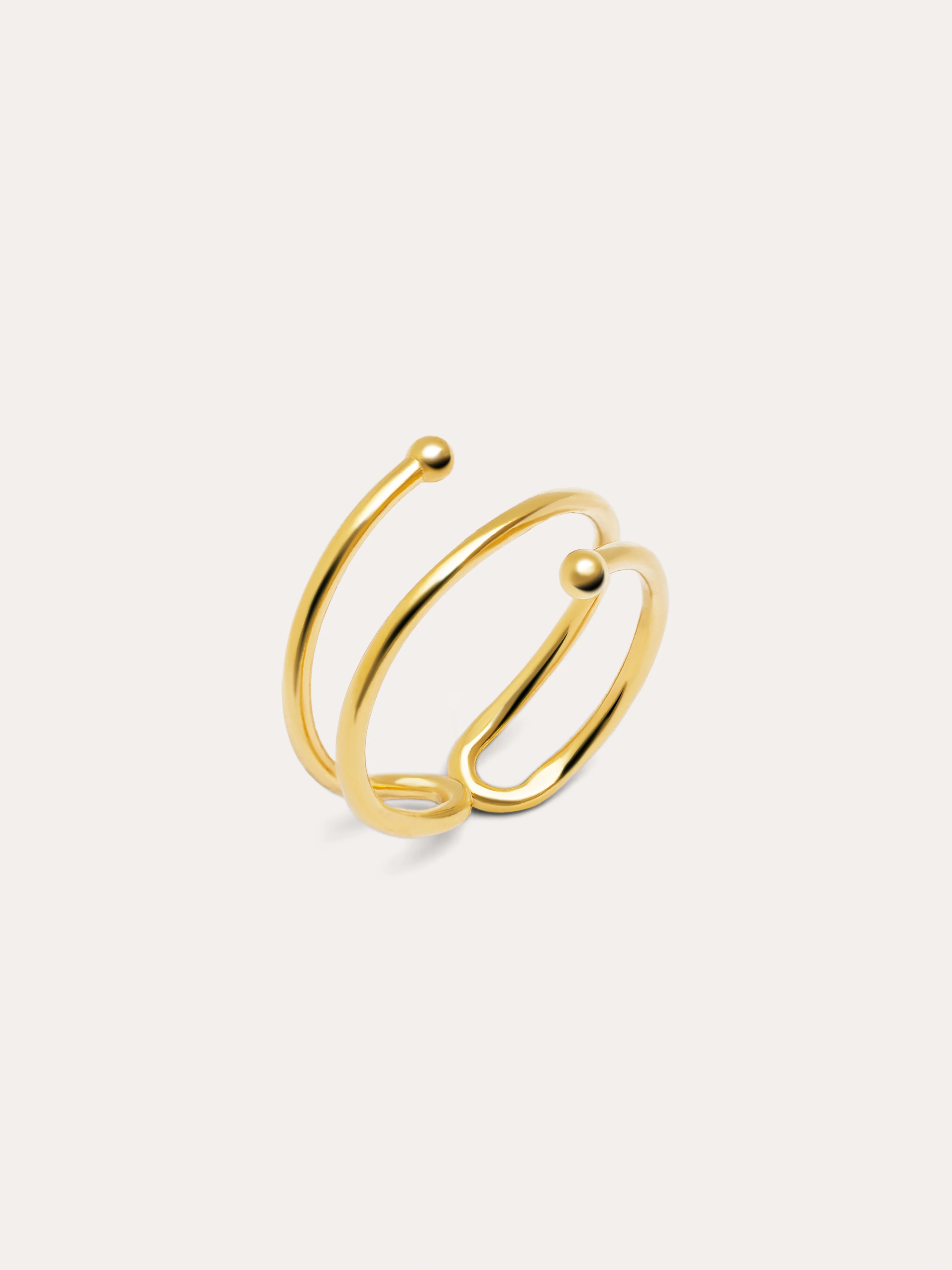 Anillo Double Dot Plata Baño Oro - Image 3