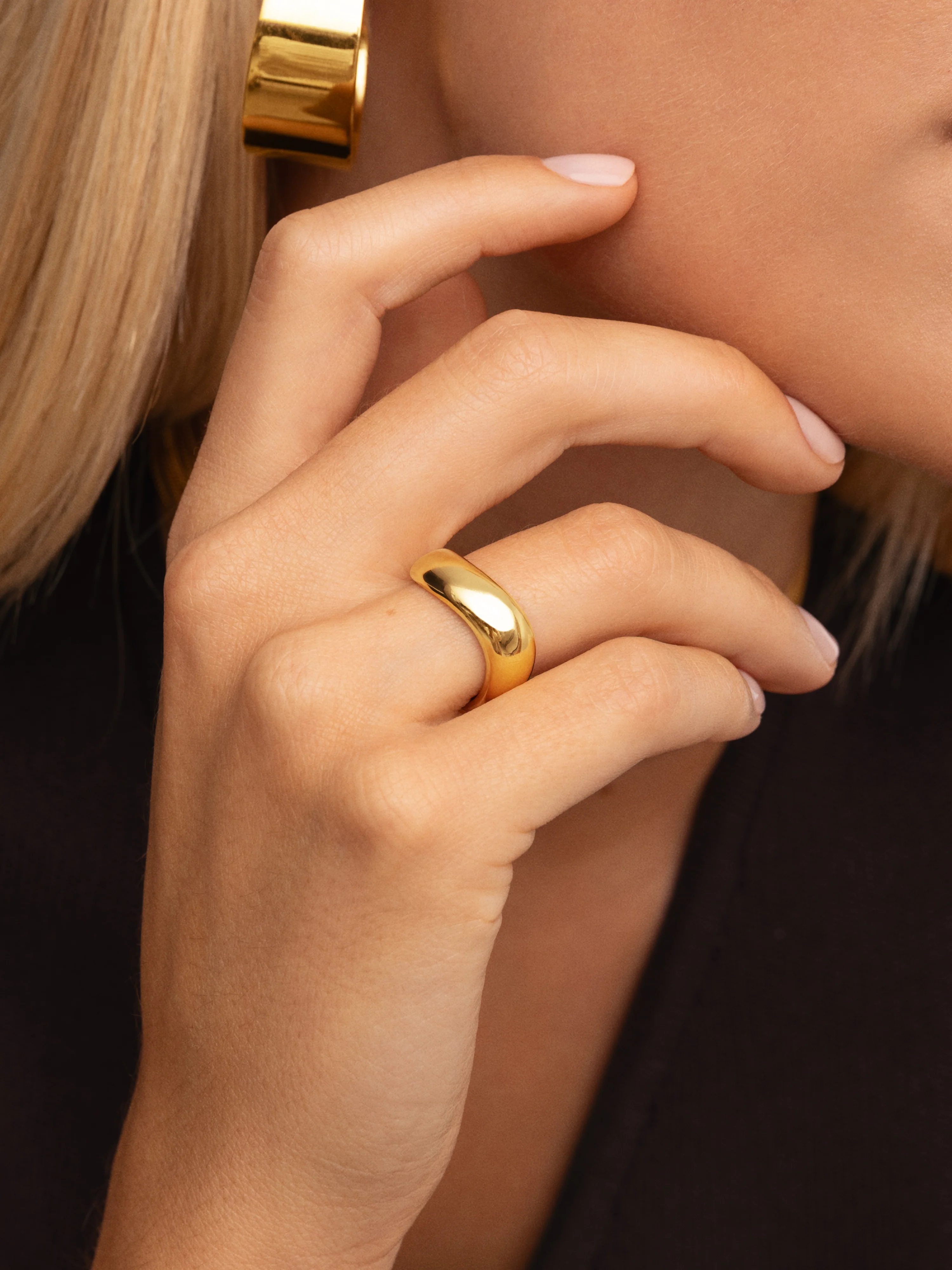 Anillo Tina Acero Baño Oro - Image 2