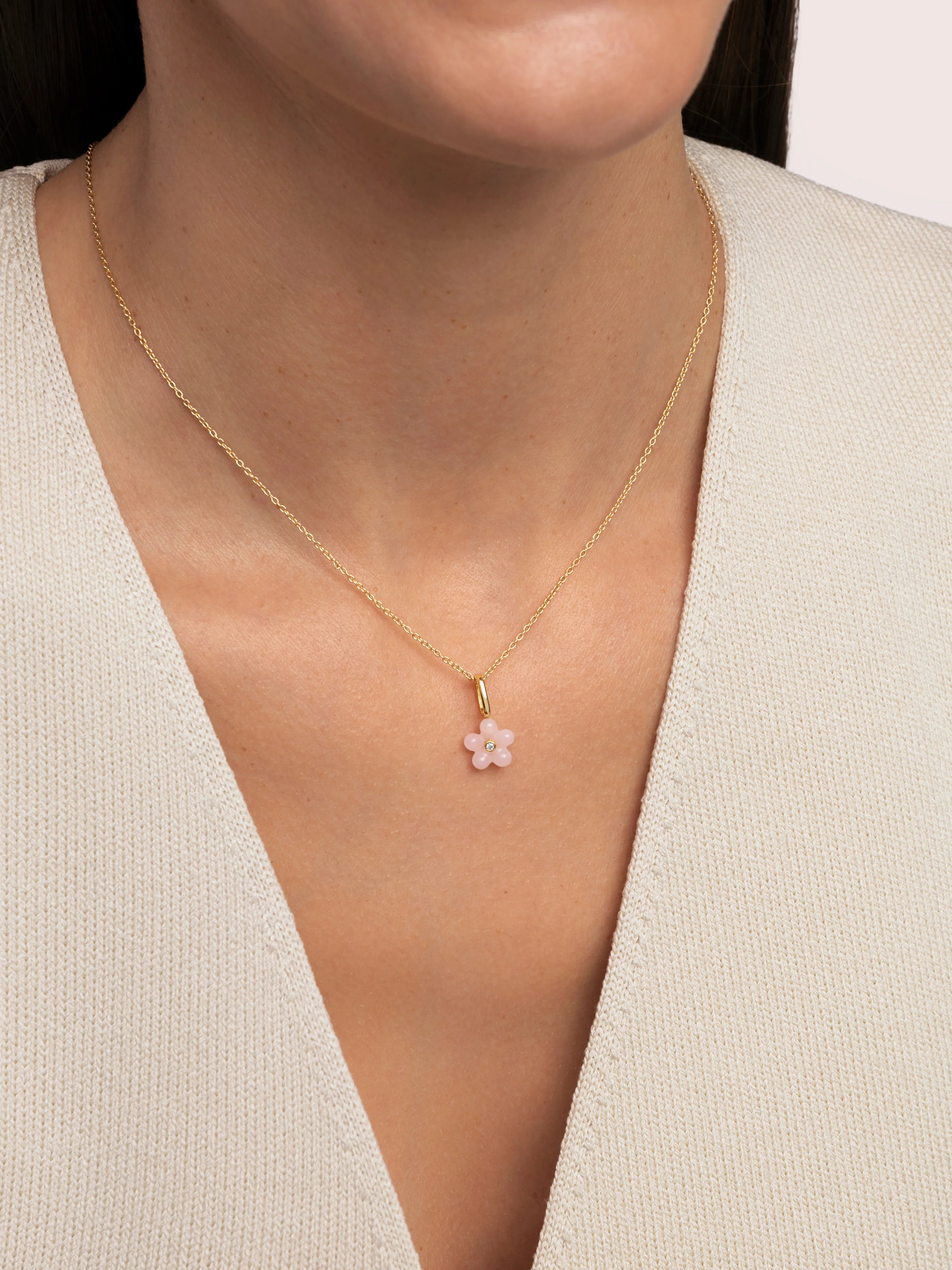 Charm Flower Pink Plata Baño Oro - Image 2