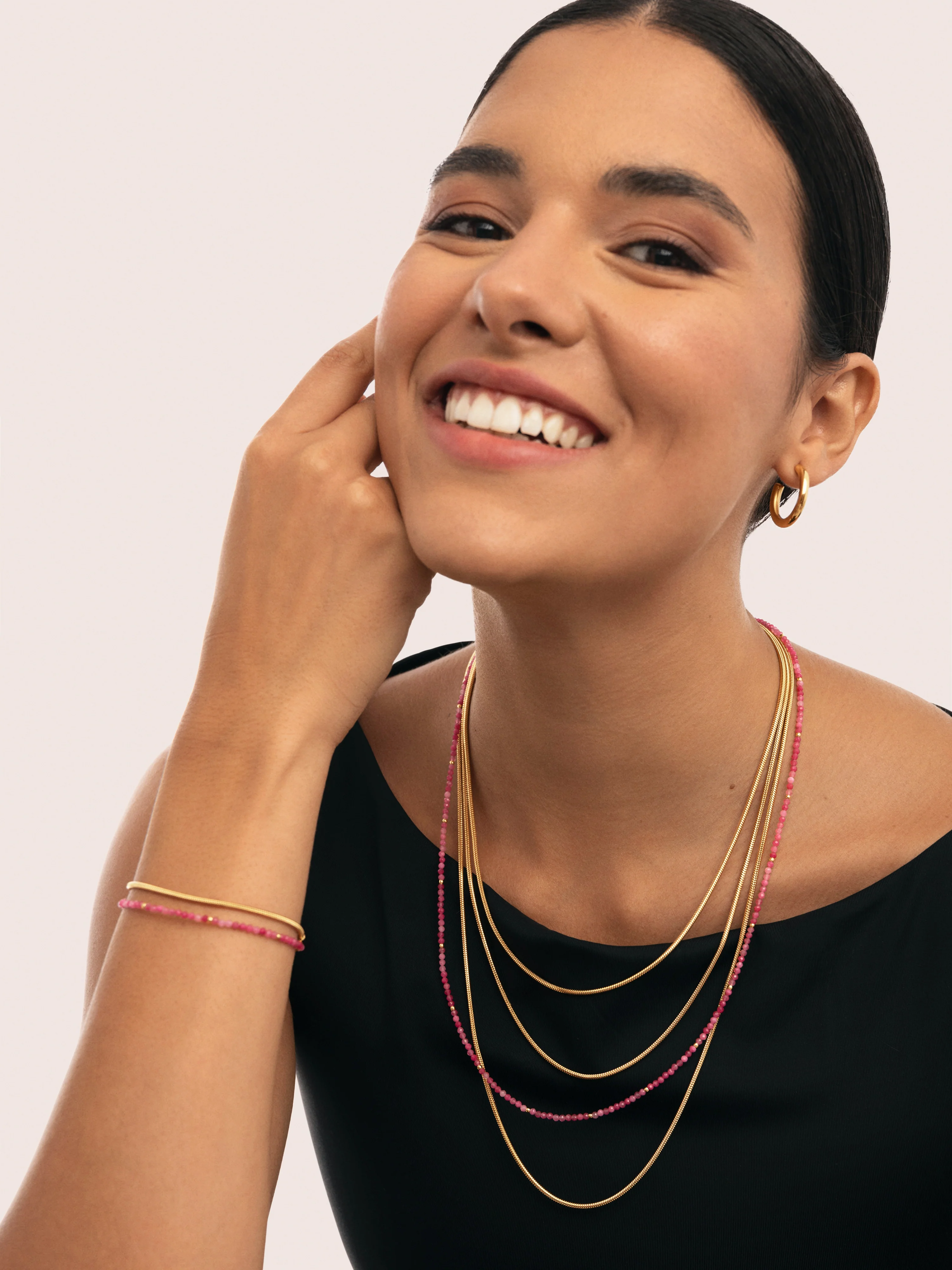 Collar Cleopatra Pink Acero Baño Oro - Image 6