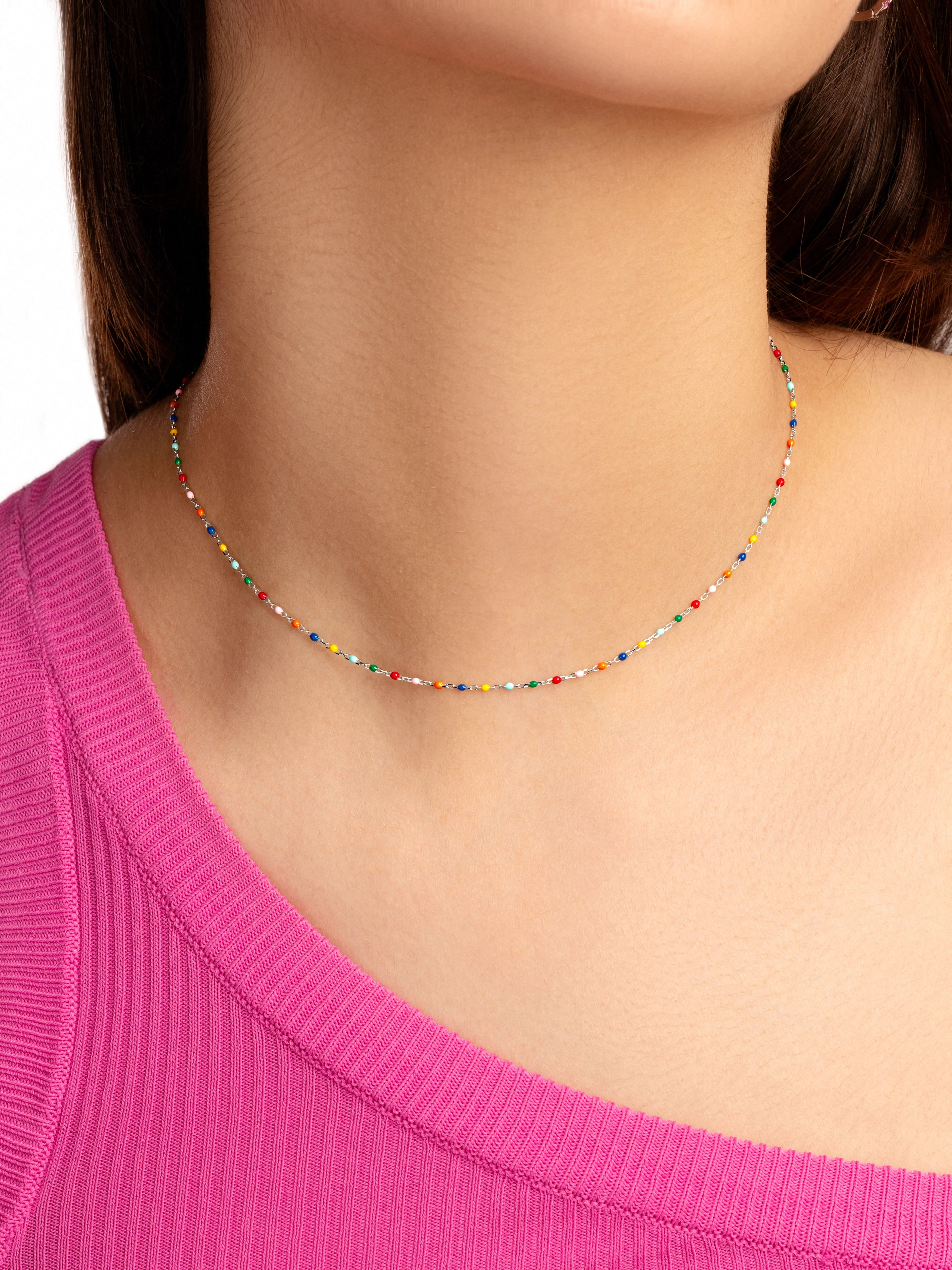 Collar Dots Colors Enamel Plata - Image 6