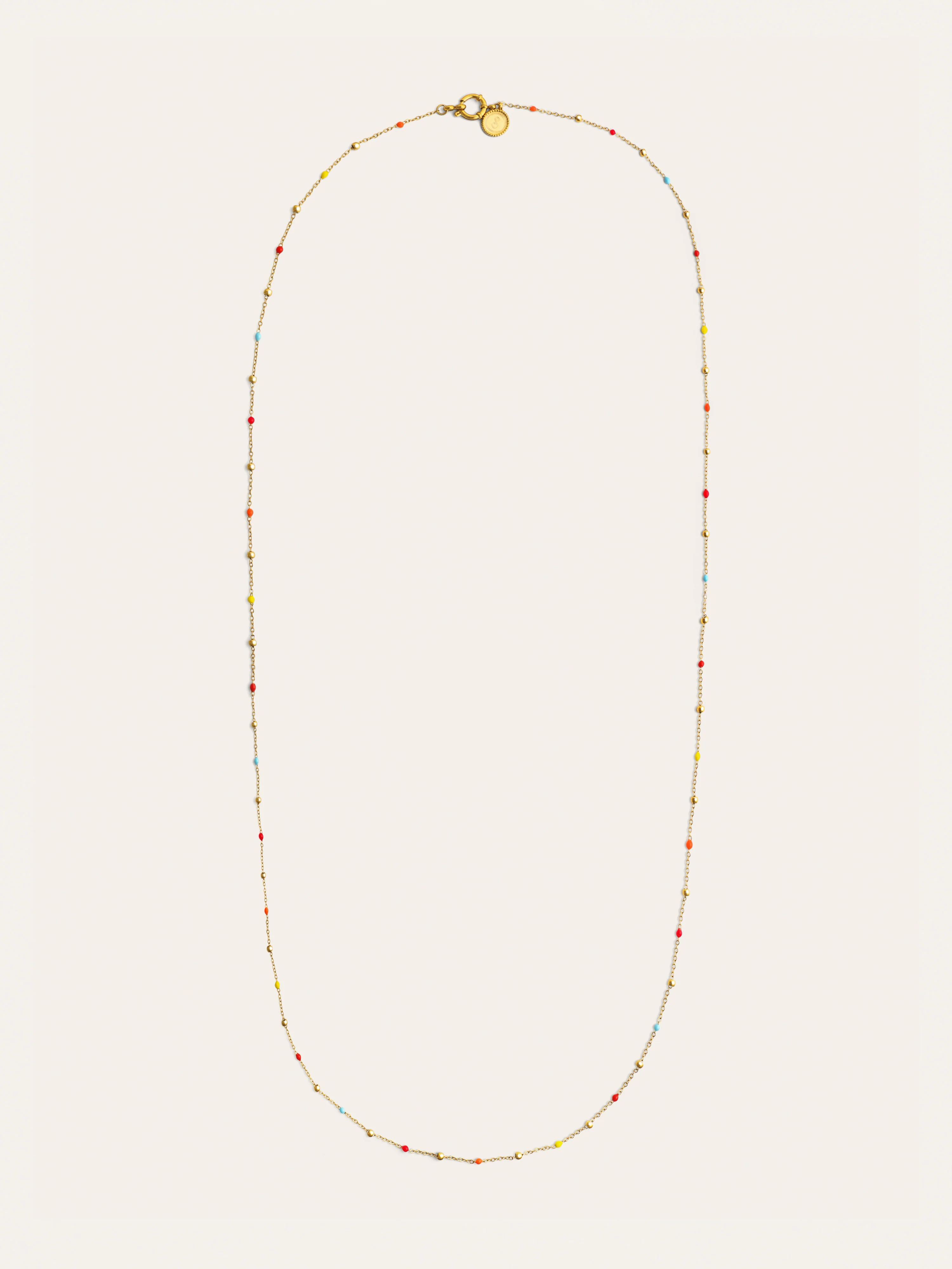 Collar Long Dots L Colors Enamel Acero Baño Oro - Image 5