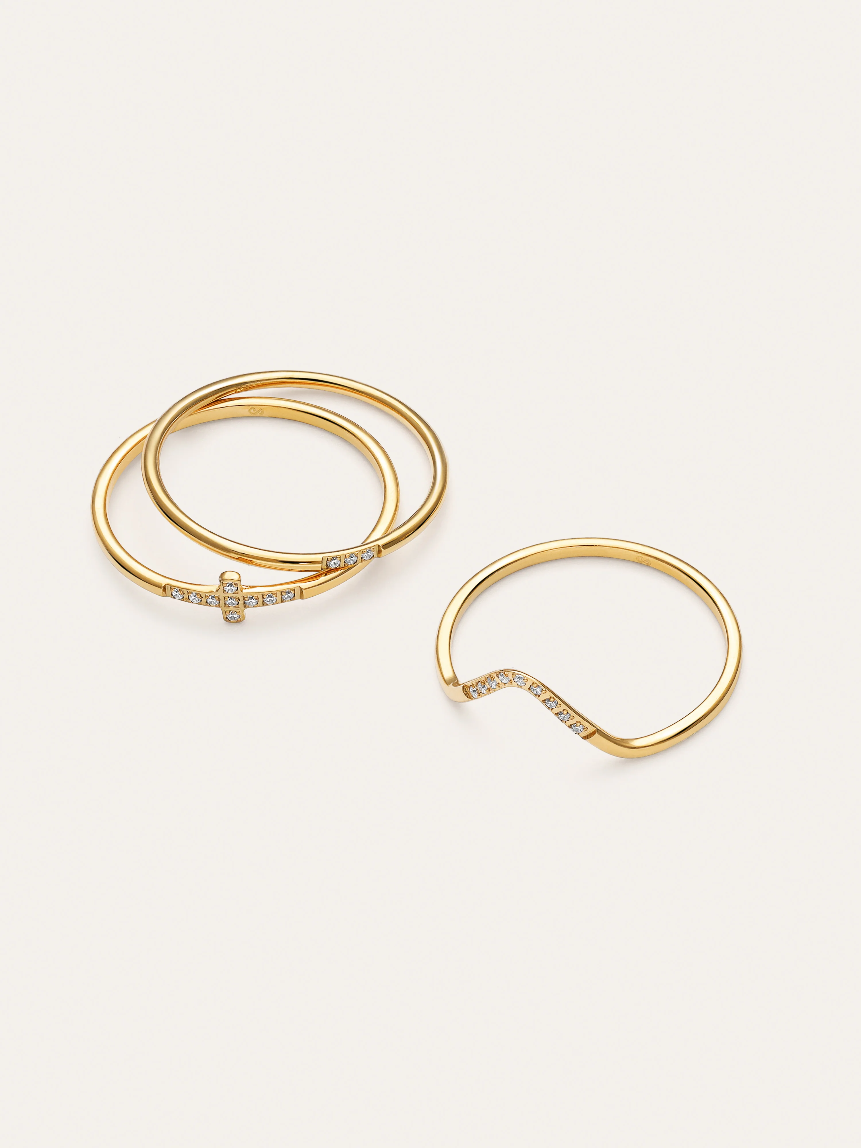Pack 3 Anillos Sparks Acero Baño Oro - Image 3