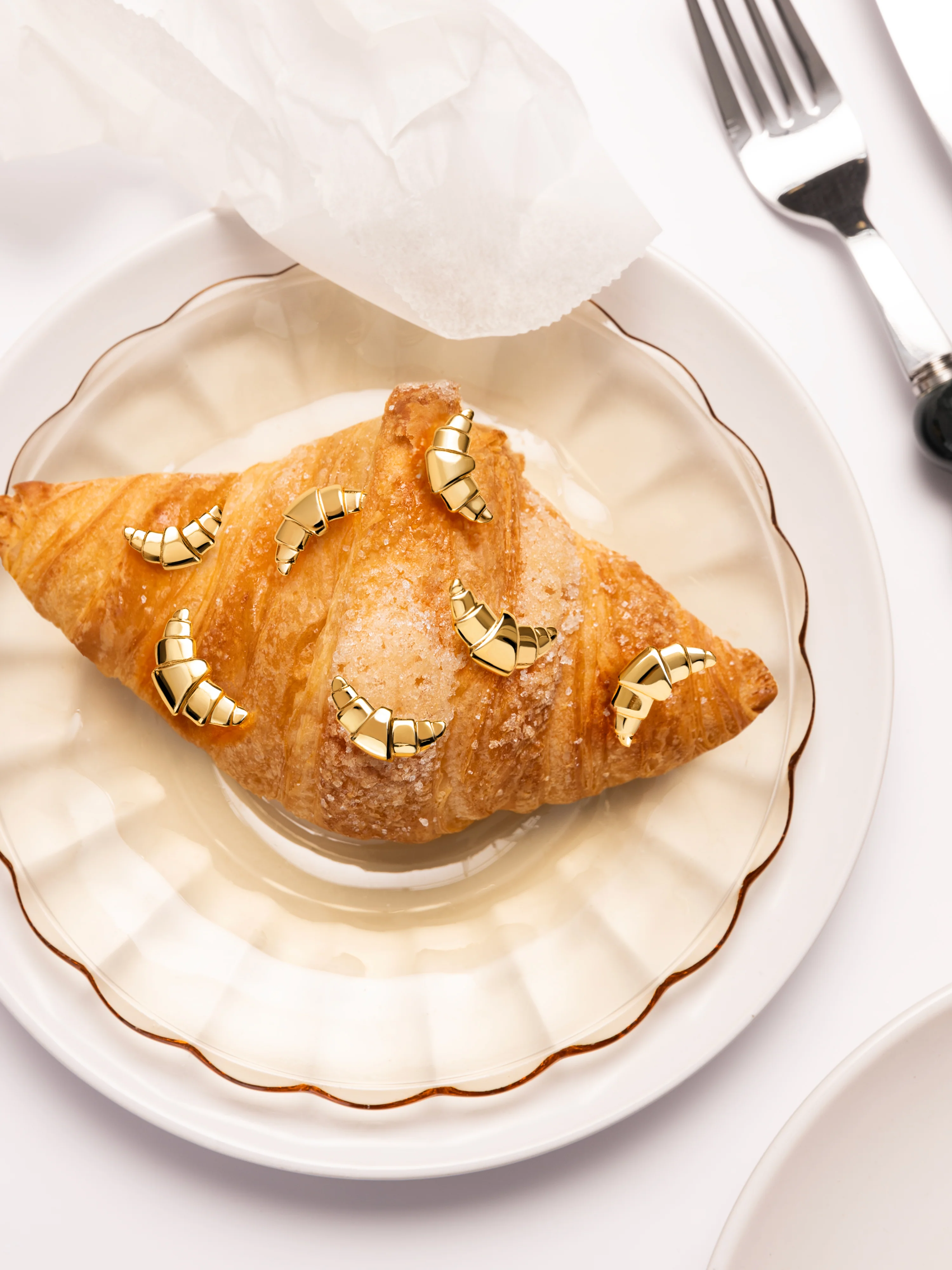 Pendiente Suelto Croissant Baño Oro - Image 5