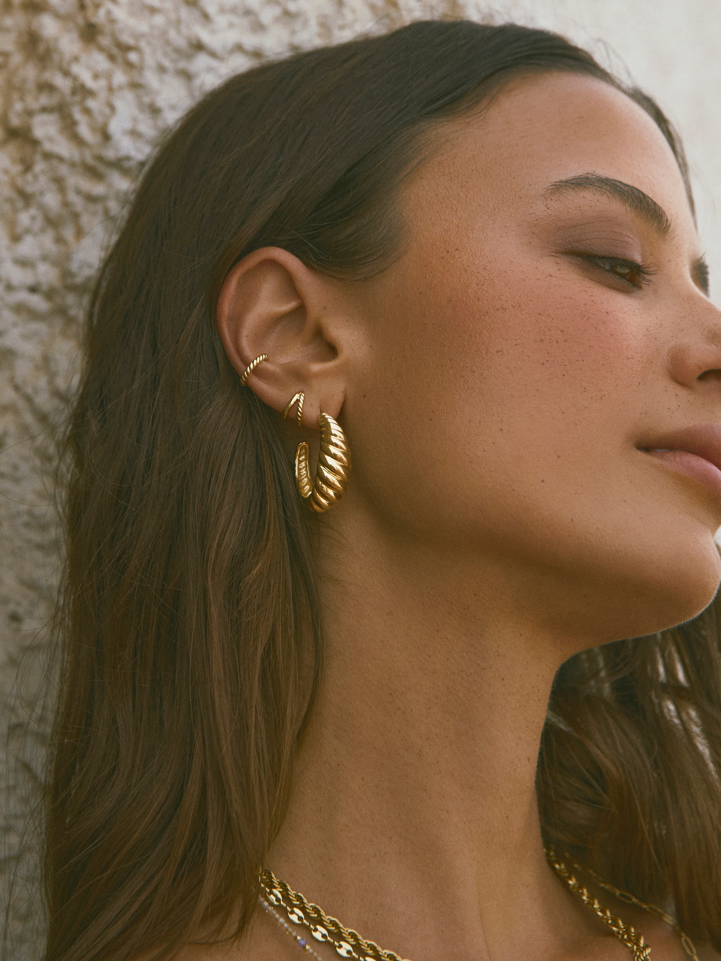 Pendiente Suelto Ear Cuff Tressia Plata Baño Oro - Image 4