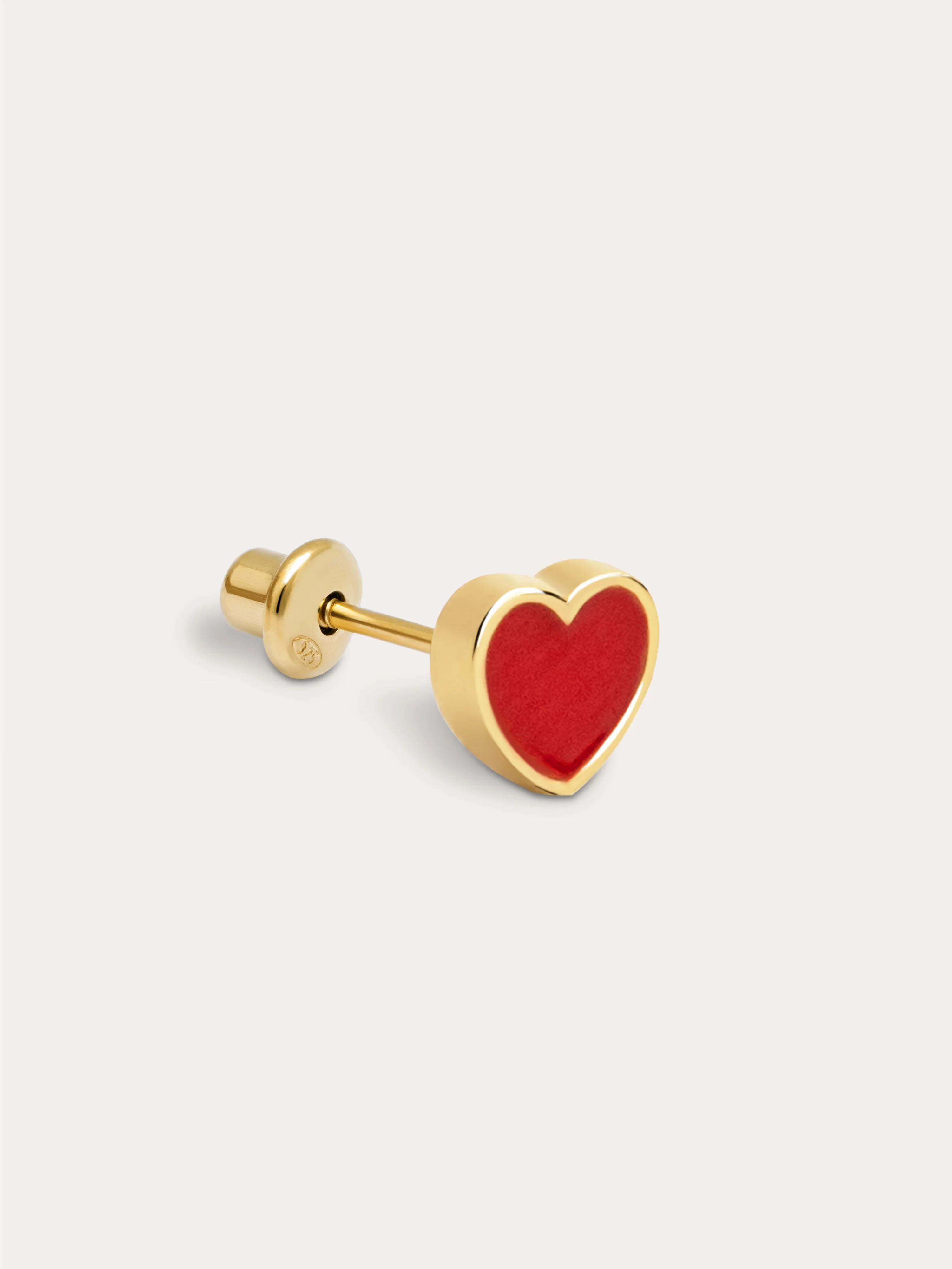 Pendiente Suelto Heart Red Enamel Plata Baño Oro - Image 3