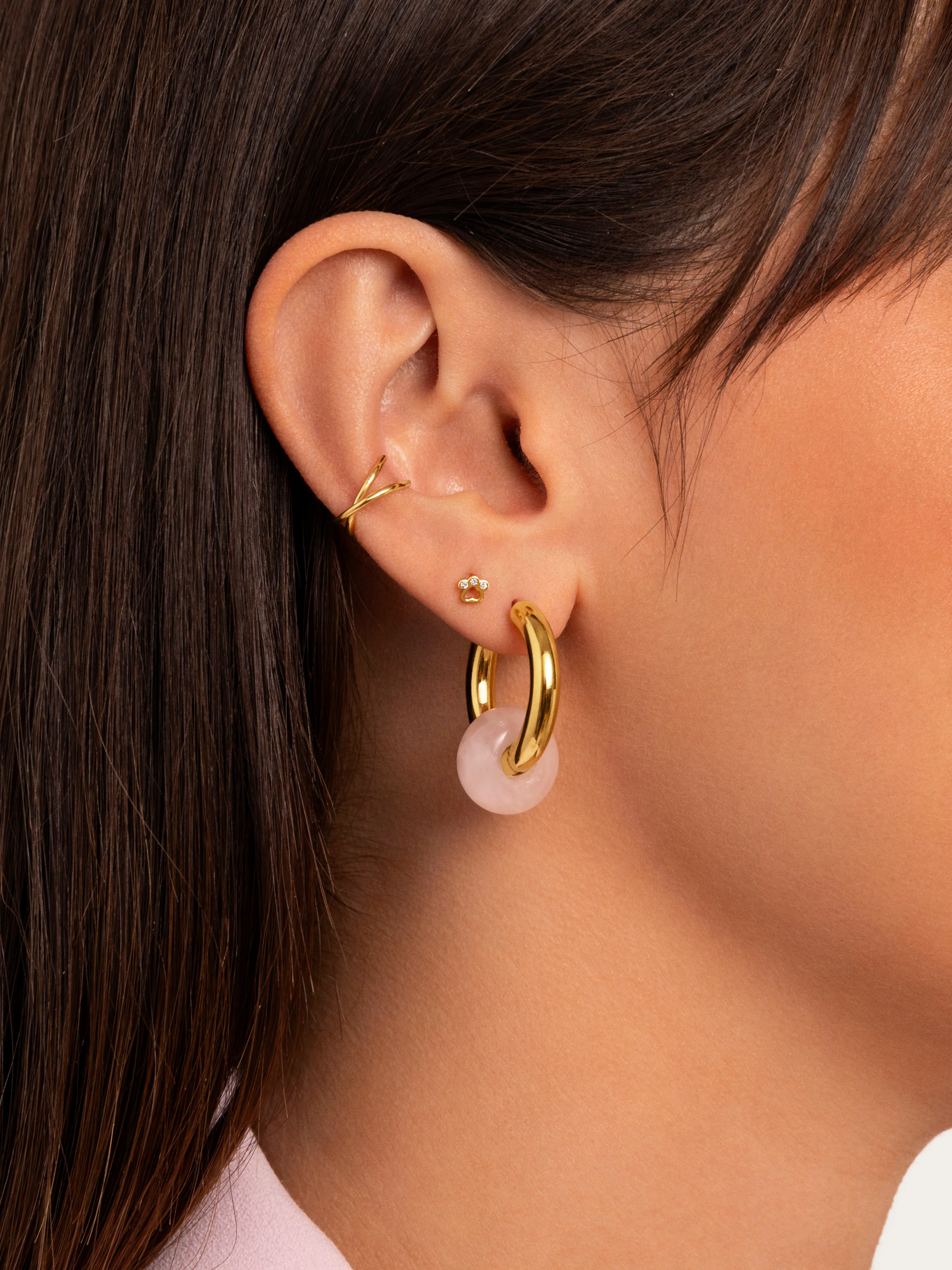 Pendientes Aro Carmen True Rose Baño Oro - Image 5