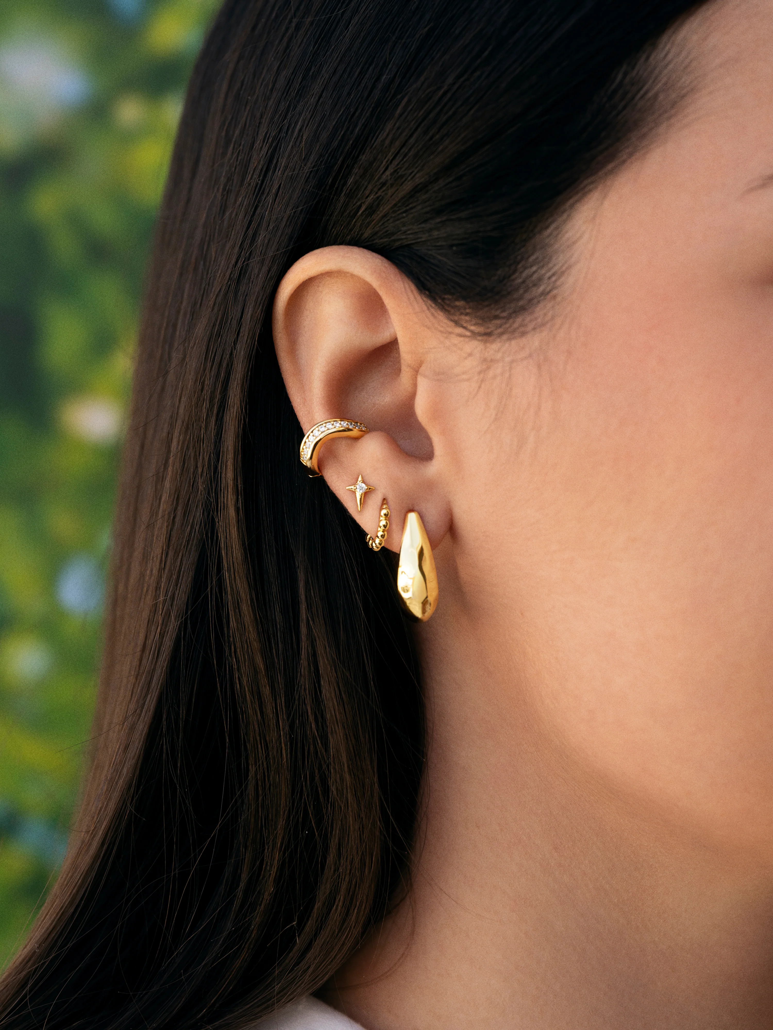 Pendientes Aro Espresso Baño Oro - Image 5