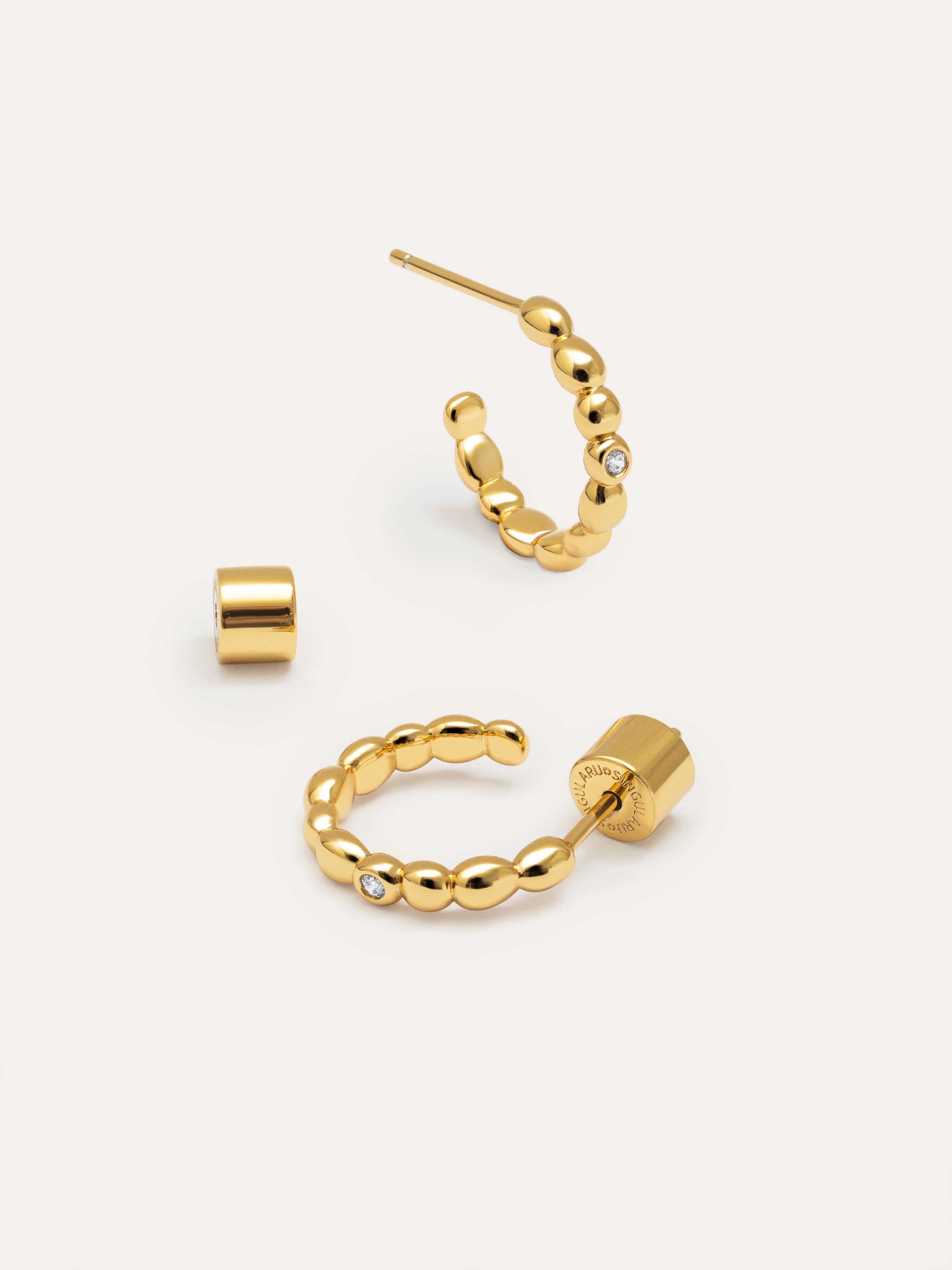Pendientes Aro Pebble Spark Baño Oro - Image 3