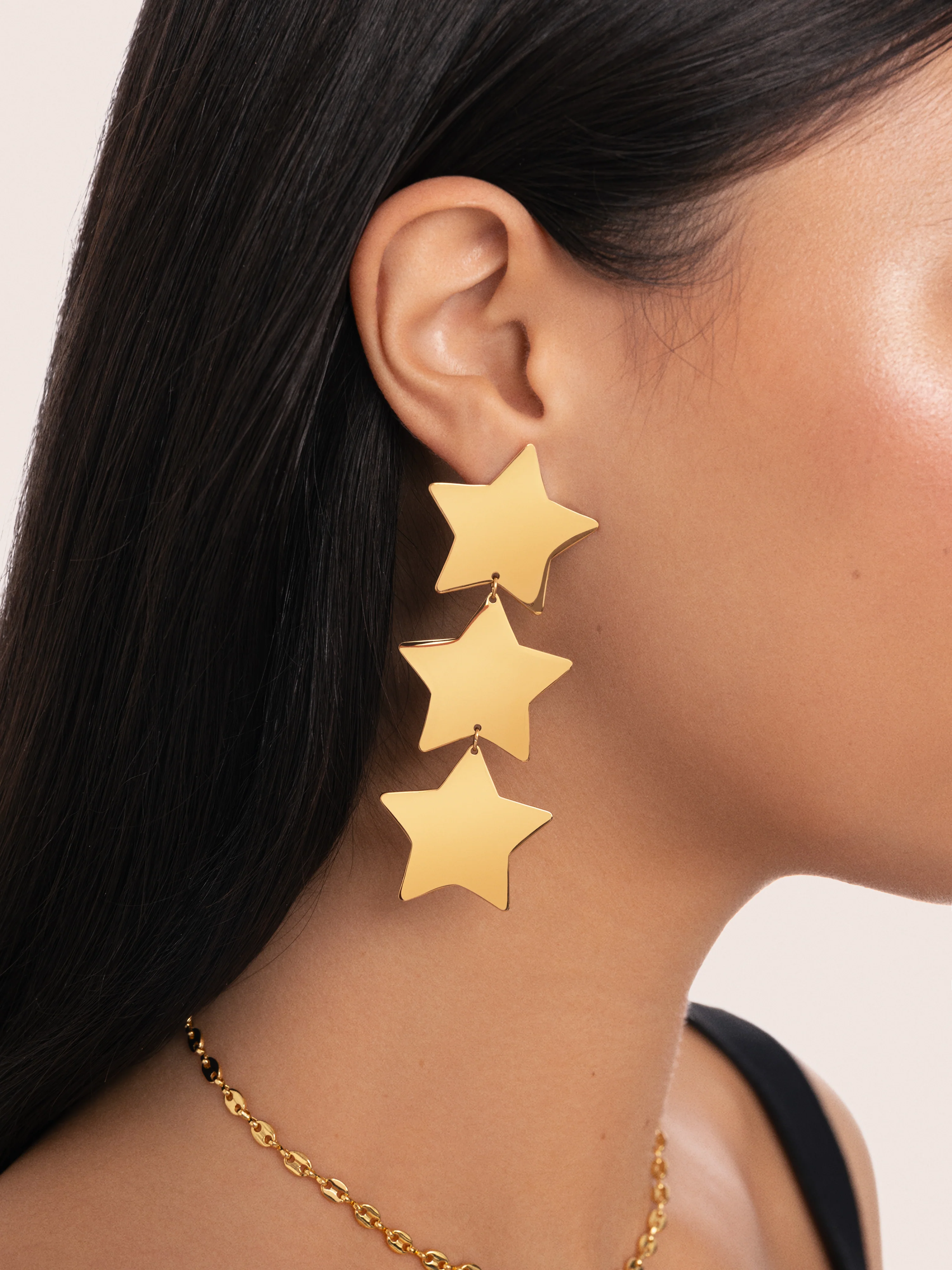 Pendientes Big Stars Acero Baño Oro - Image 2