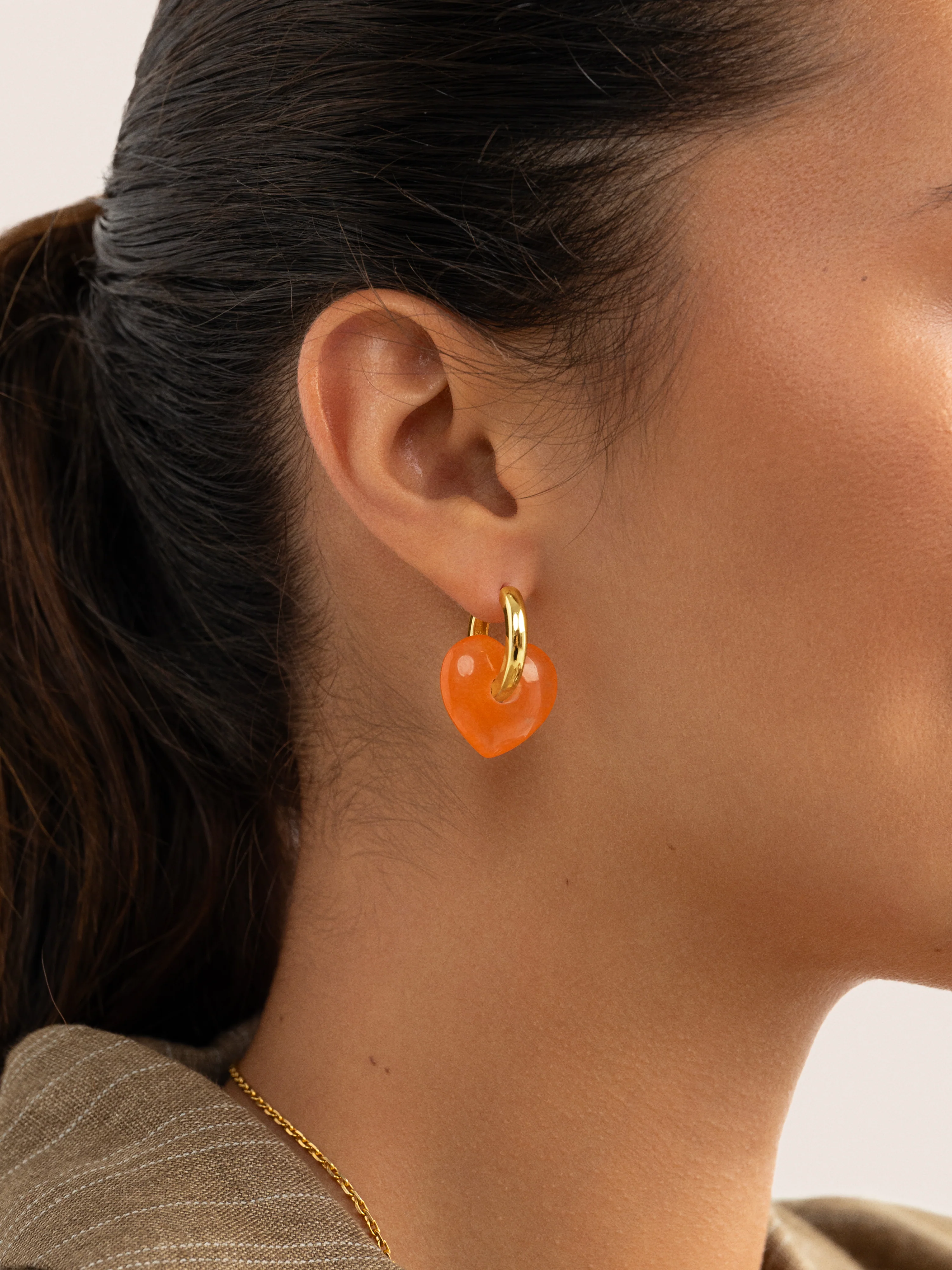 Pendientes Corazón Jade Baño Oro - Image 2