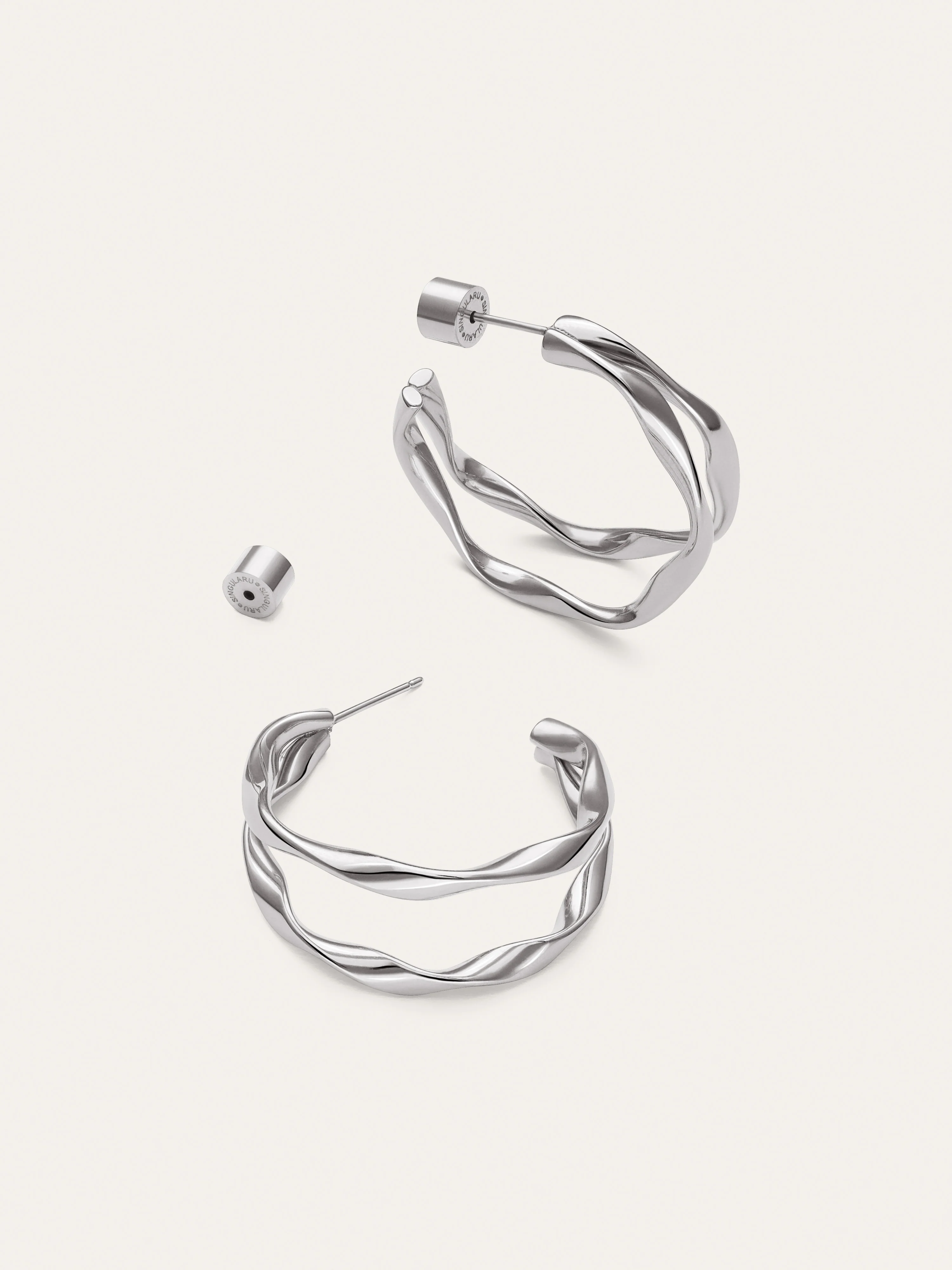 Pendientes Doble Organic River Acero - Image 3