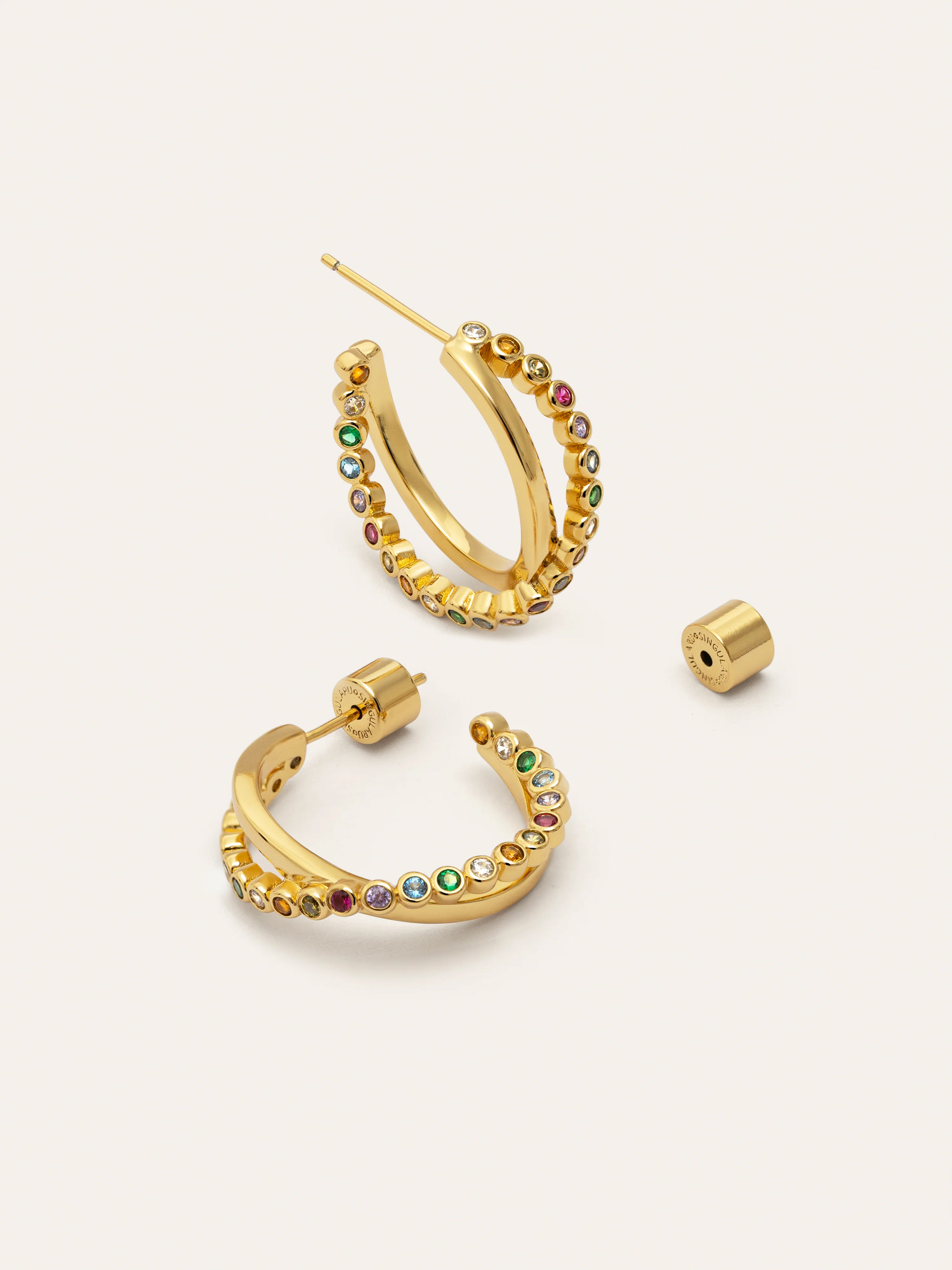 Pendientes Orbit Cross Baño Oro - Image 3
