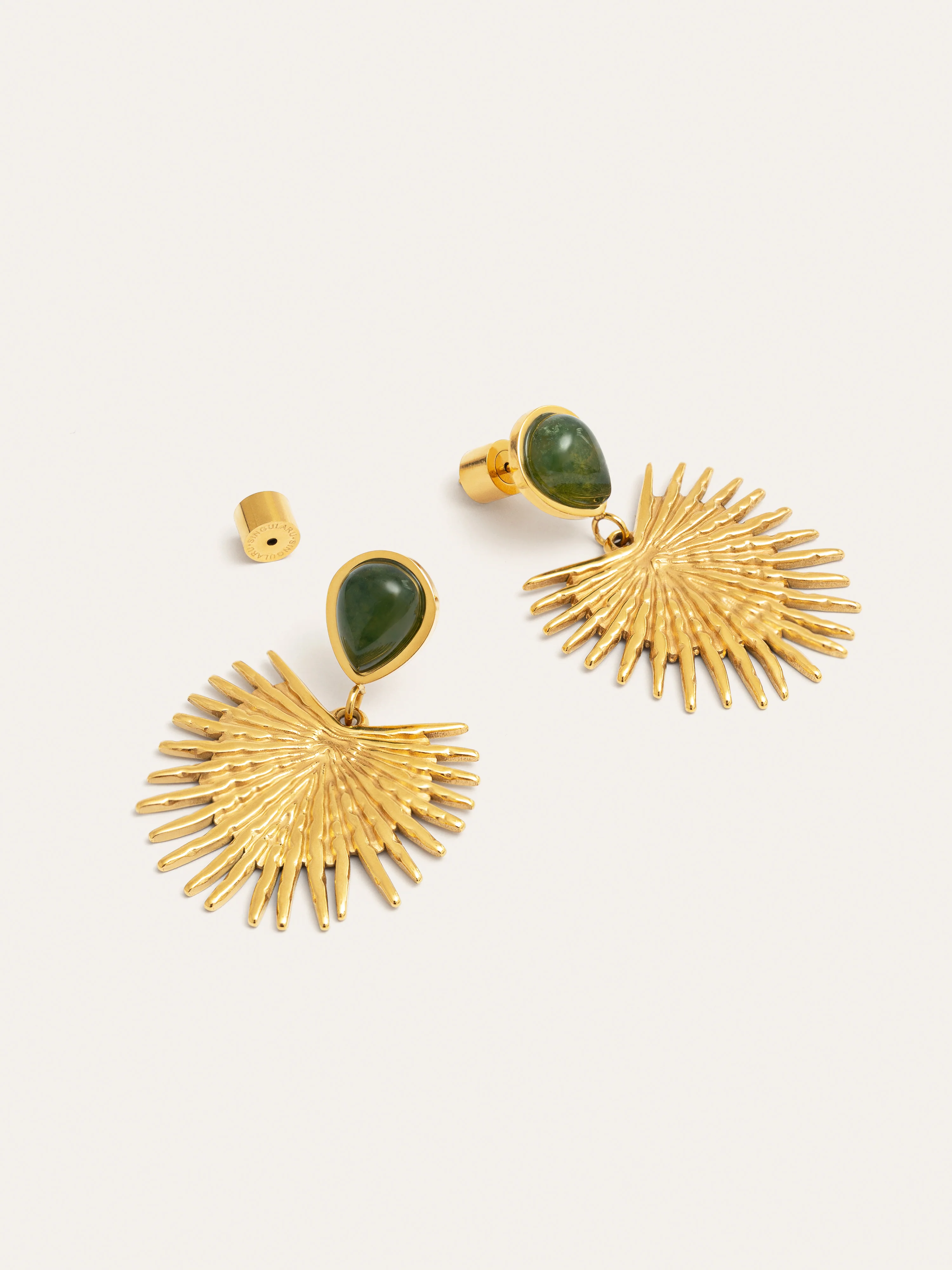 Pendientes Verde Catalina Acero Baño Oro - Image 3