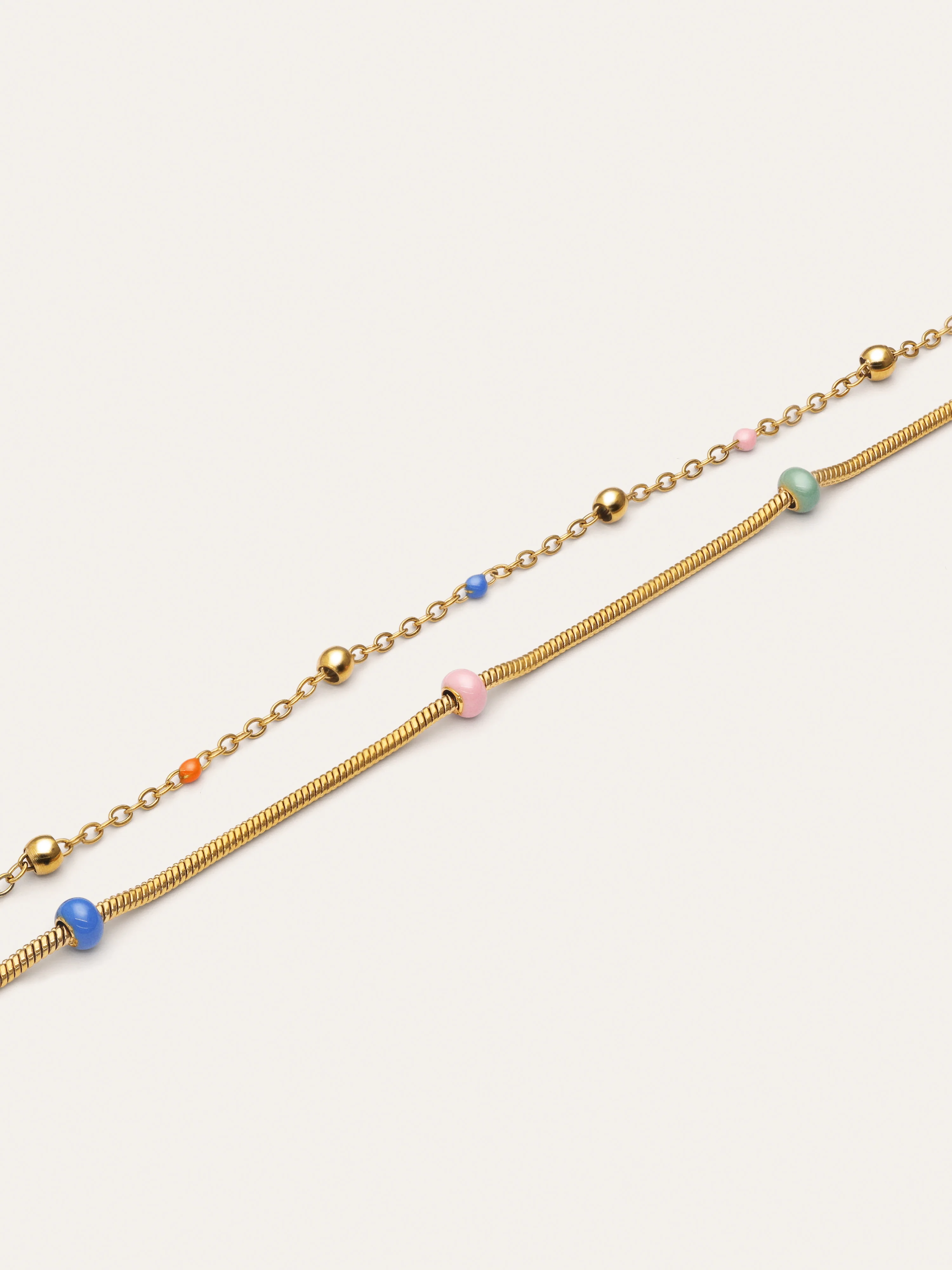 Pulsera Doble Carla Enamel Acero Baño Oro - Image 3