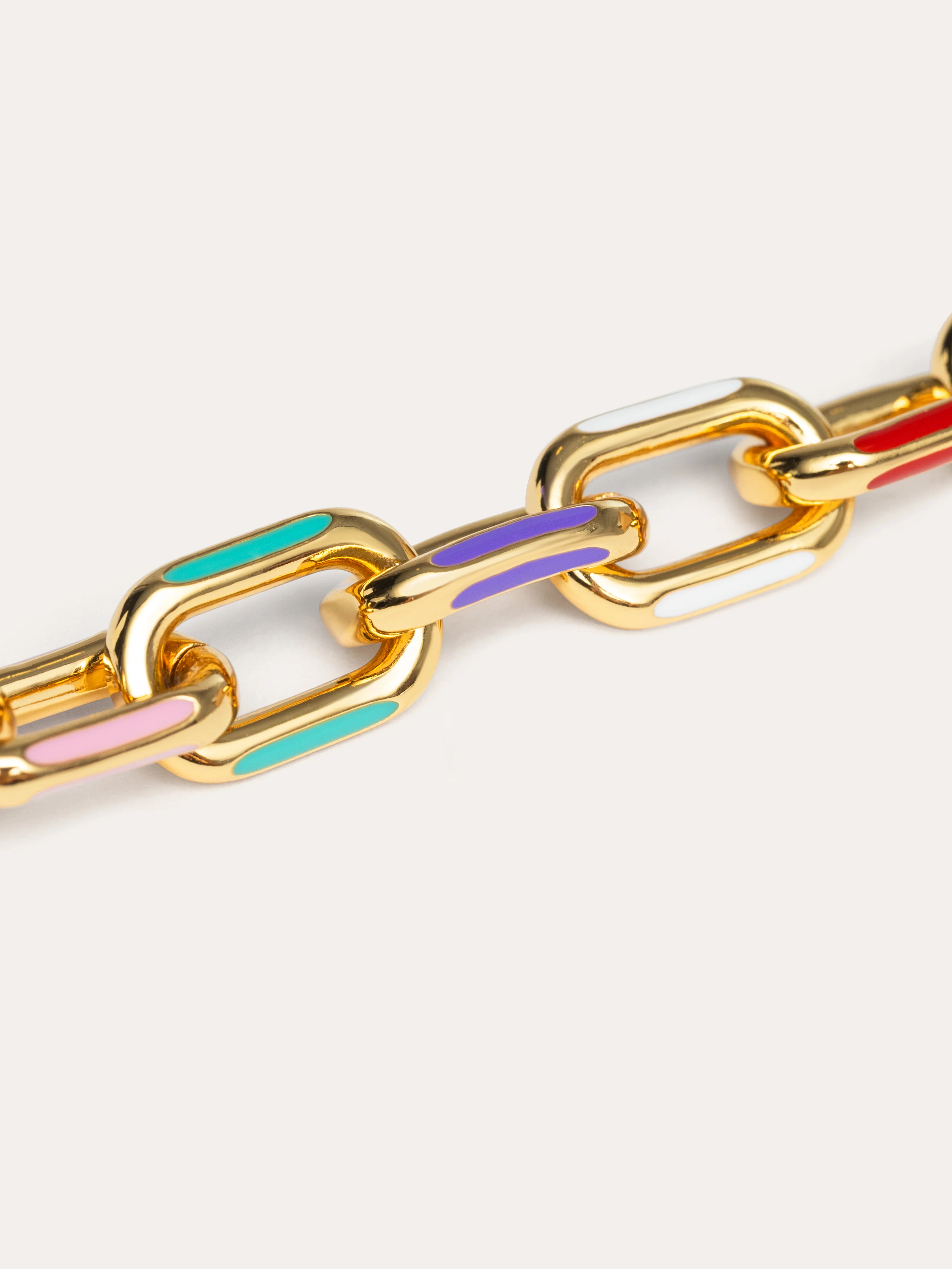 Pulsera Link Rainbow Enamel Acero Baño Oro - Image 3