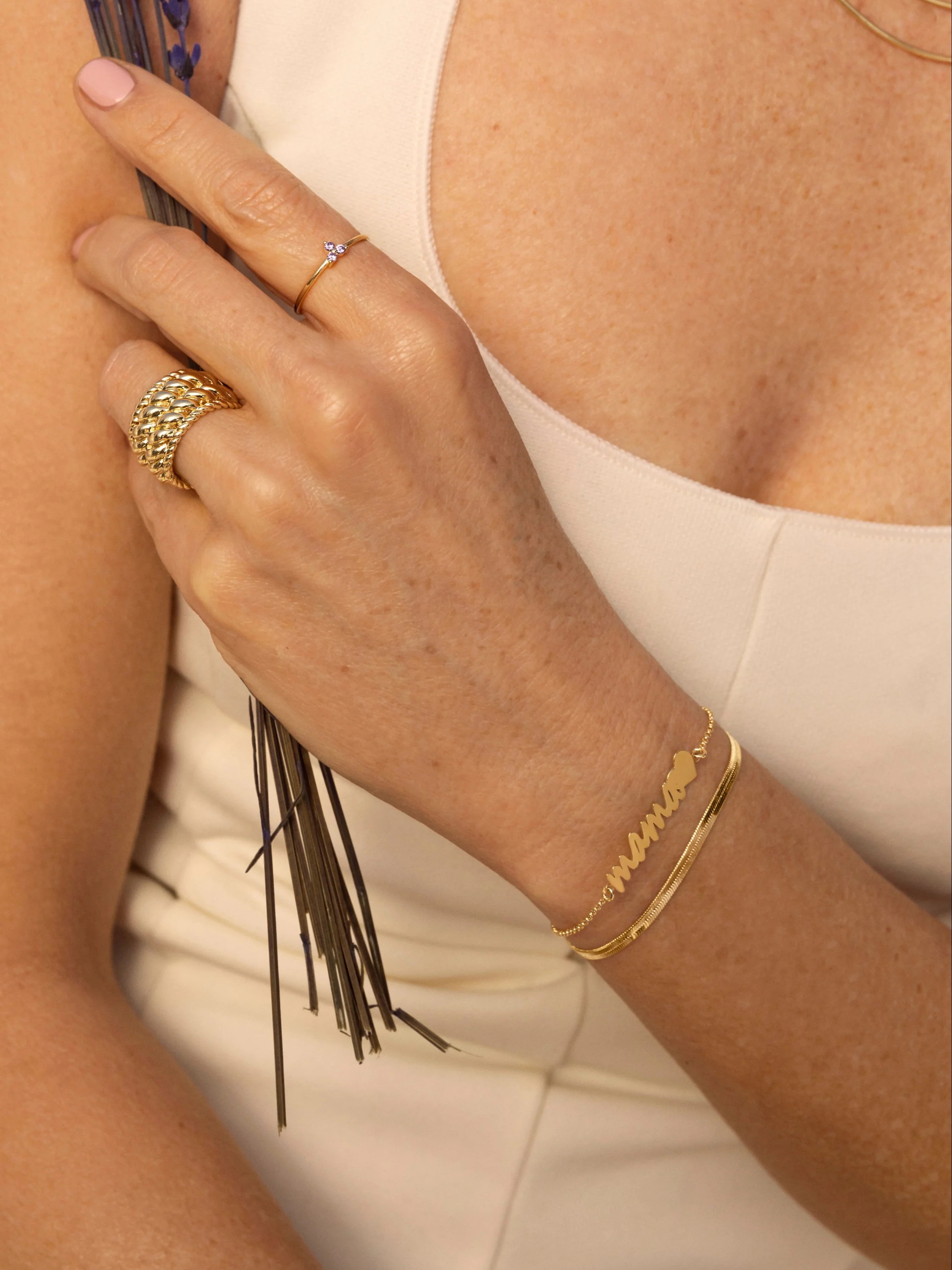 Pulsera Mamá Heart Plata Baño Oro - Image 4