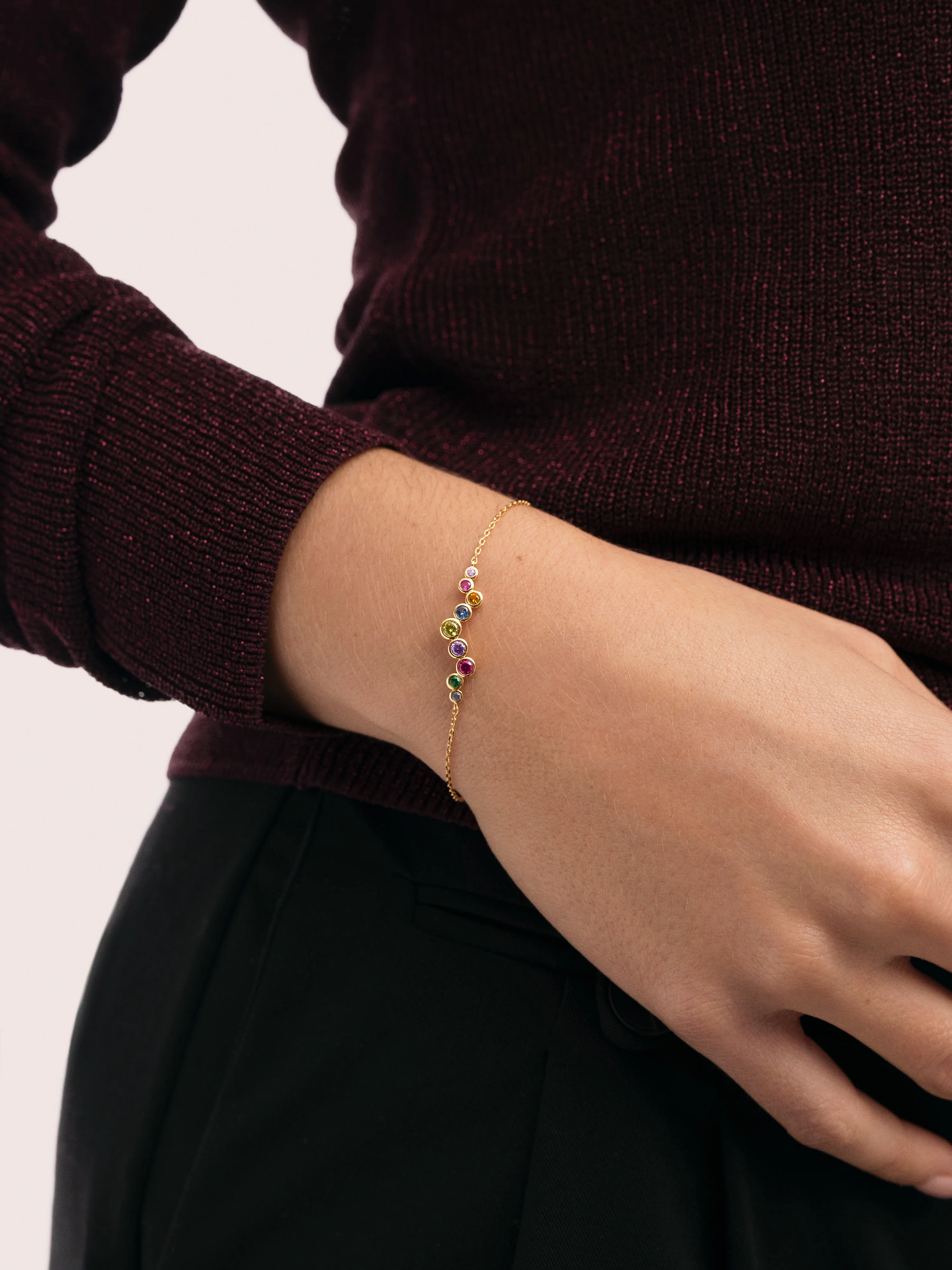 Pulsera Rainbow Bubbles Baño Oro - Image 2