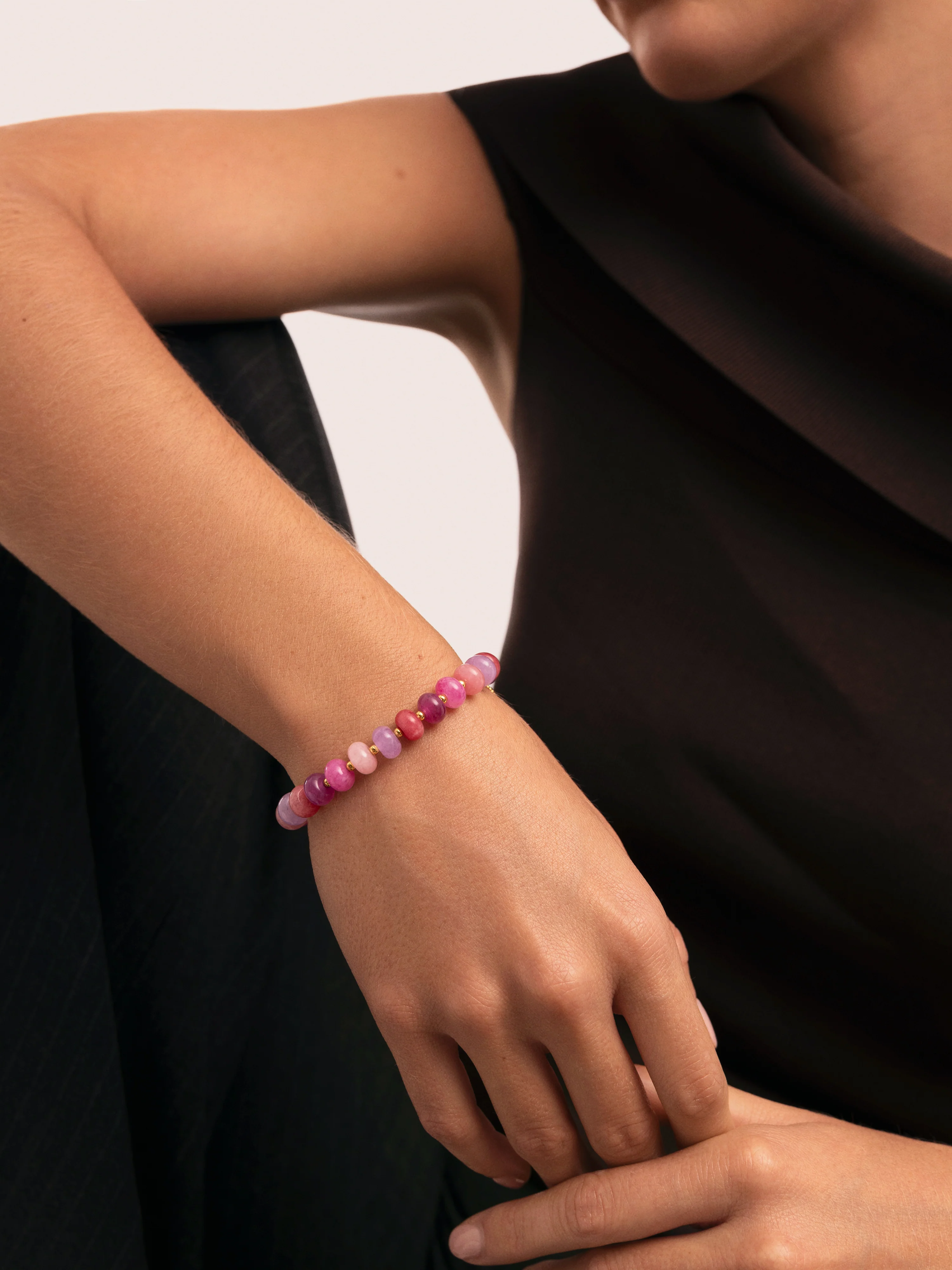 Pulsera Rosé Stones Acero Baño Oro - Image 4