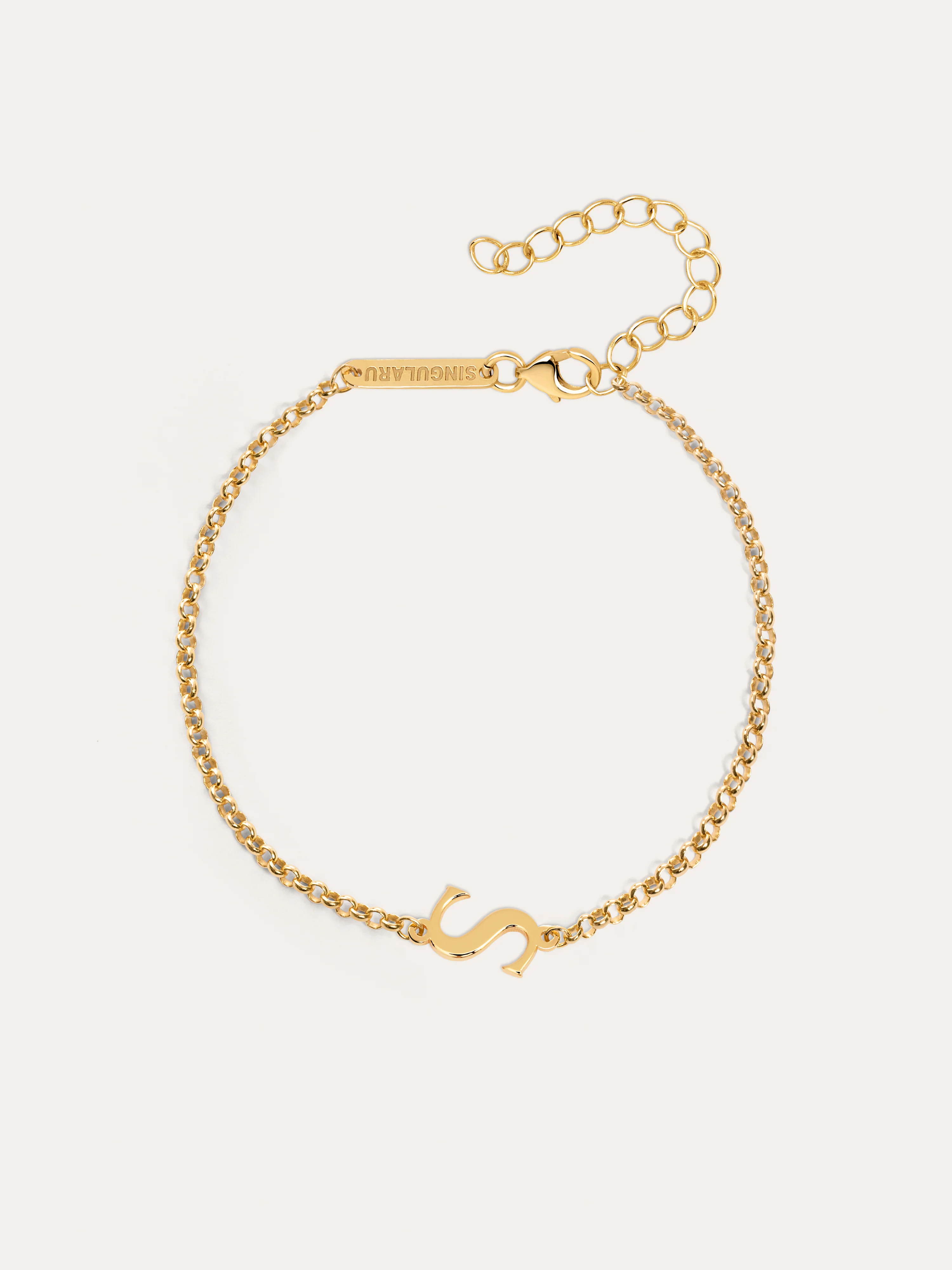 Pulsera Single Letter Plata Baño Oro - Image 20